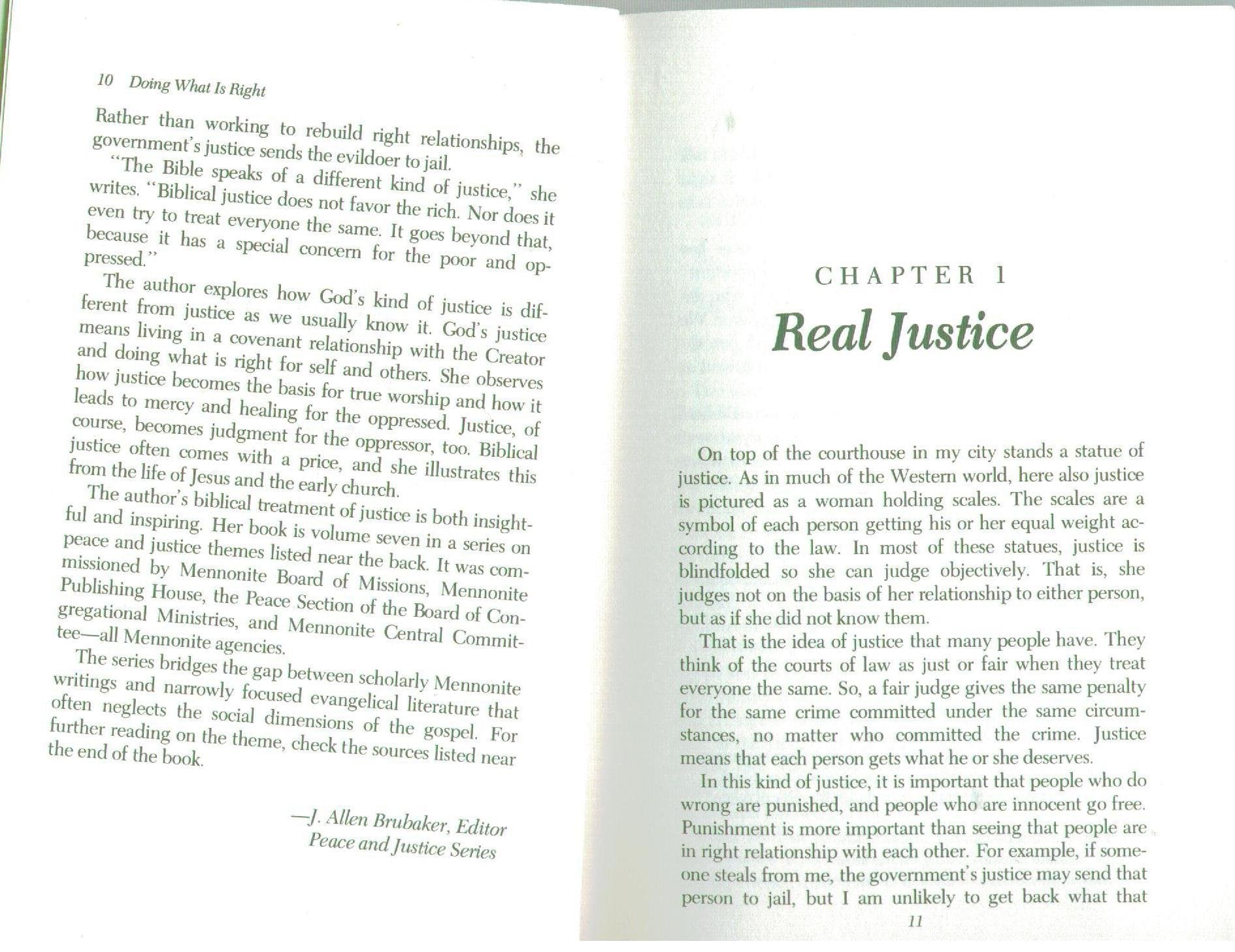 Doing What Is Right: What the Bible Says About Covenant and Justice (Peace and Justice Series, Vol 7),Used