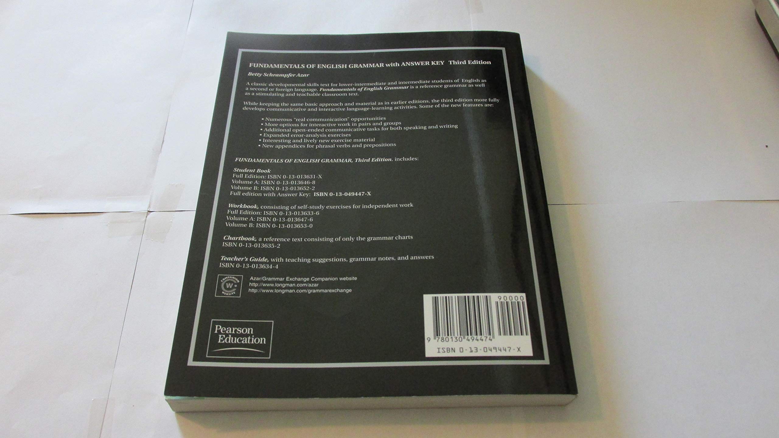 Fundamentals of English Grammar, Third Edition (Full Student Book with Answer Key),Used