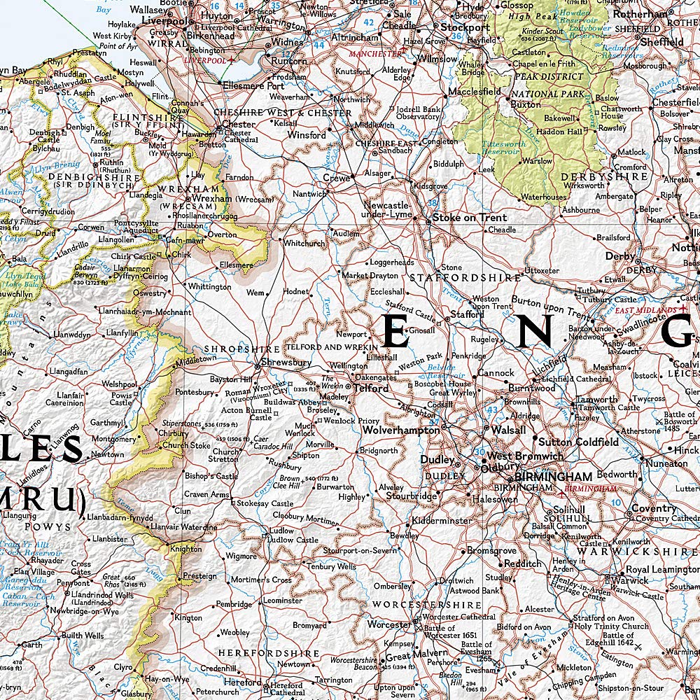 National Geographic England and Wales Wall Map Classic (30 x 36 in) (National Geographic Reference Map),Used
