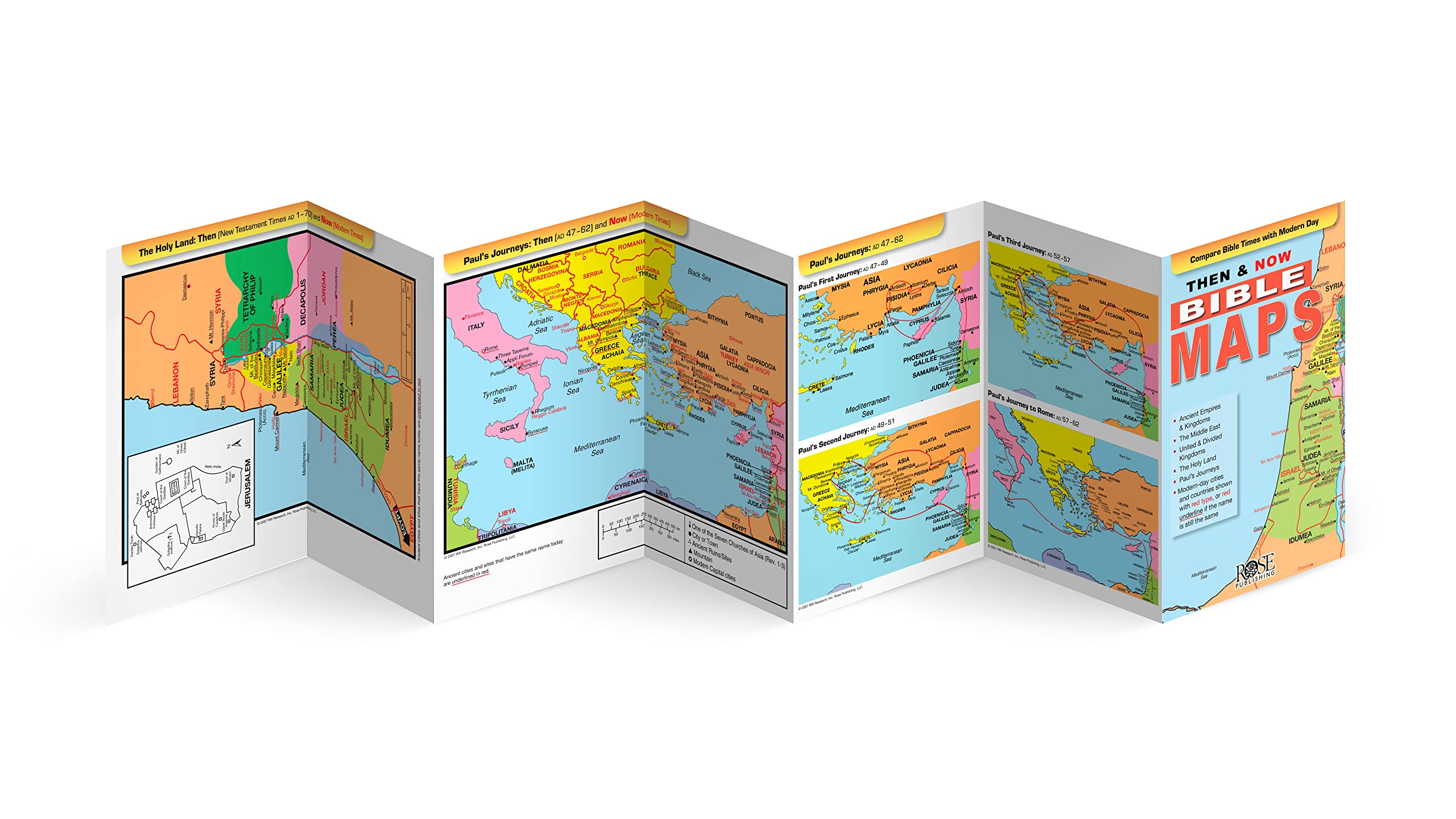 Then and Now Bible Maps  Fold out Pamphlet,Used