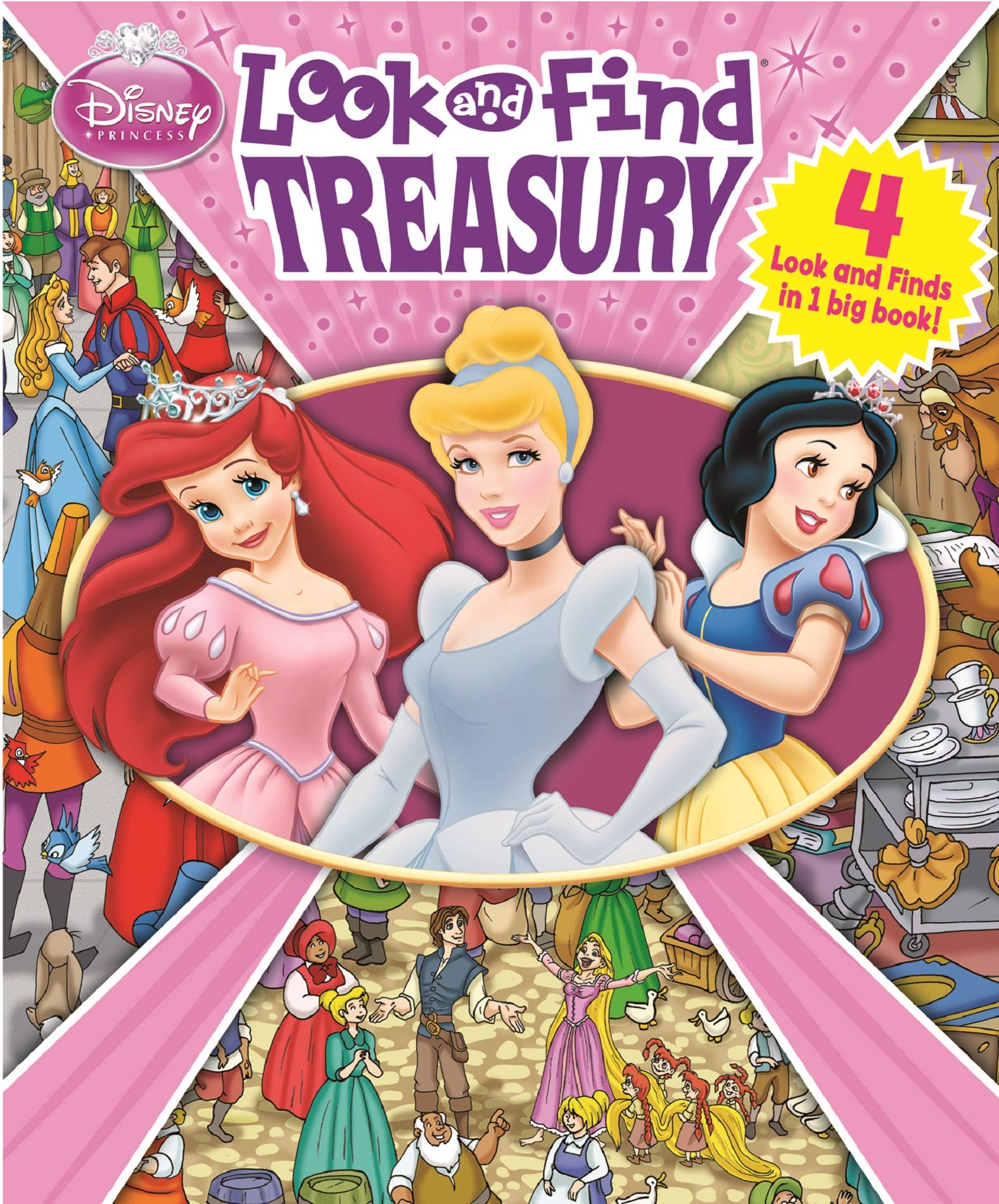 Disney Princess  Look And Find Treasury BindUp 4 Booksin1  PI Kids,Used