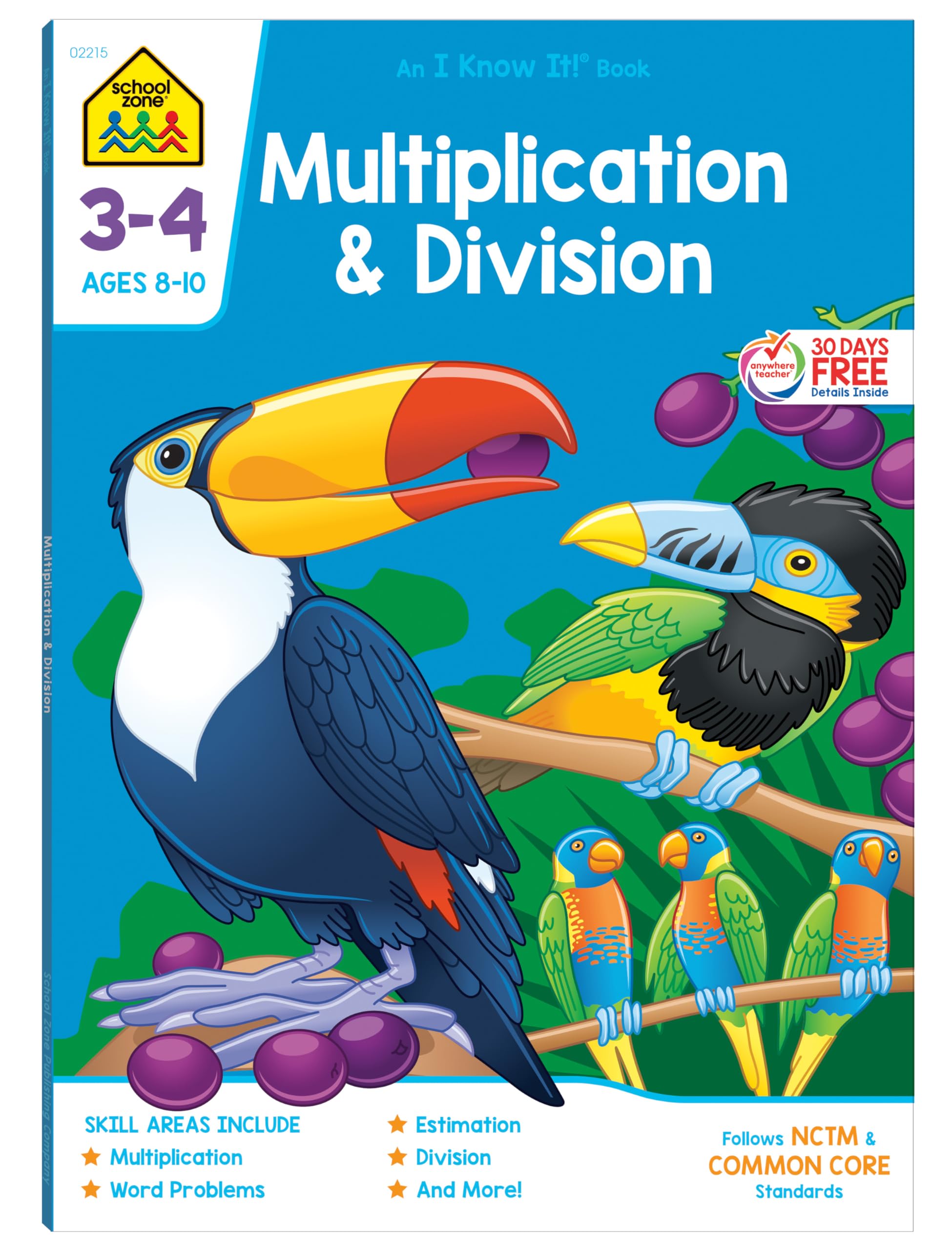 School Zone Multiplication & Division Workbook 64 Pages, Ages 8 To 10, 3Rd Grade, 4Th Grade, Estimation, Word Problems, Rema,Used