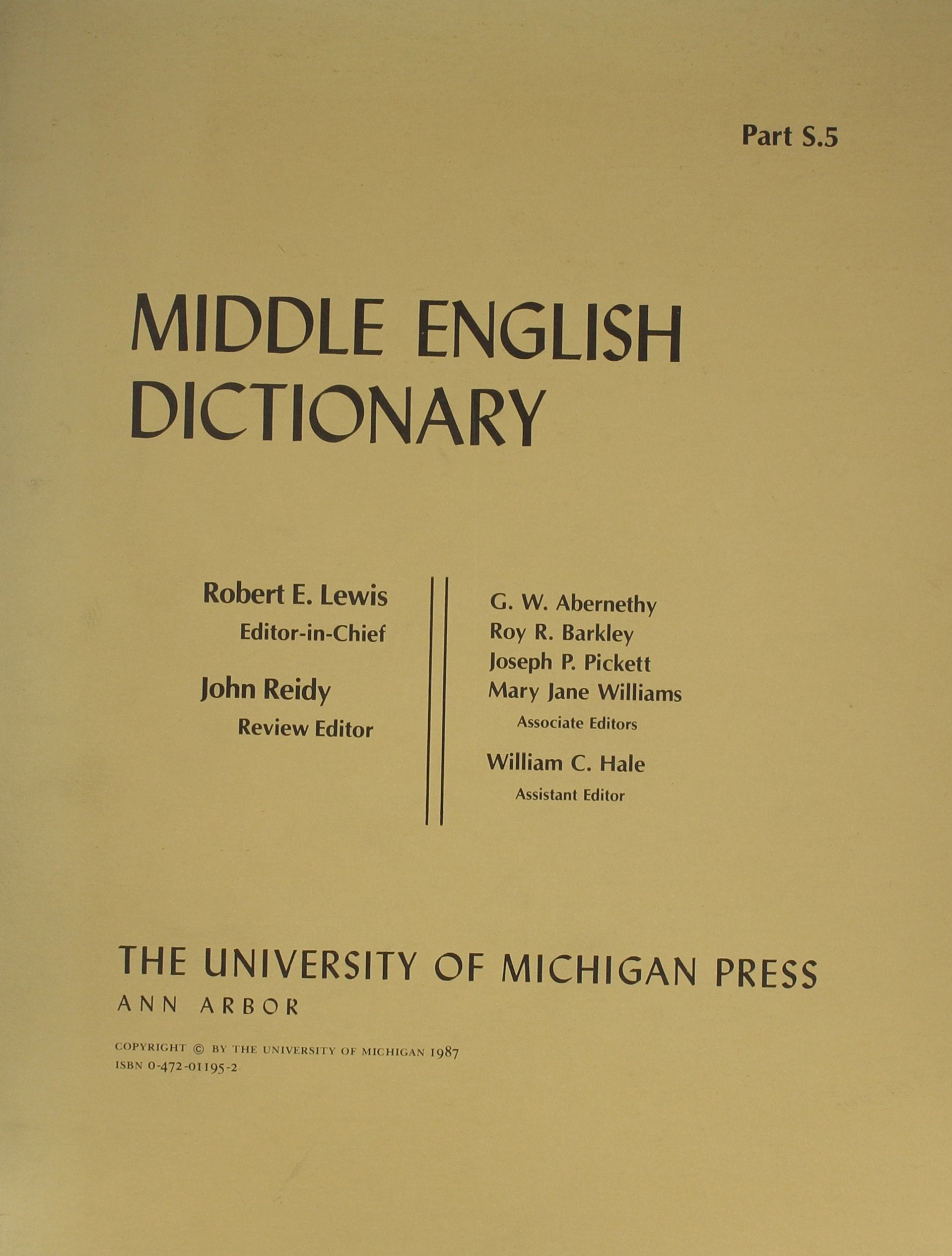 Middle English Dictionary (Volume S.5)