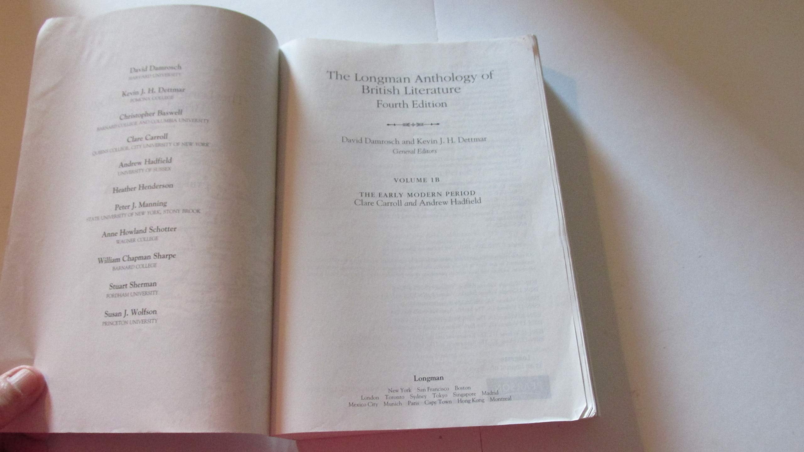 Longman Anthology of British Literature, The: The Early Modern Period, Volume 1B,Used