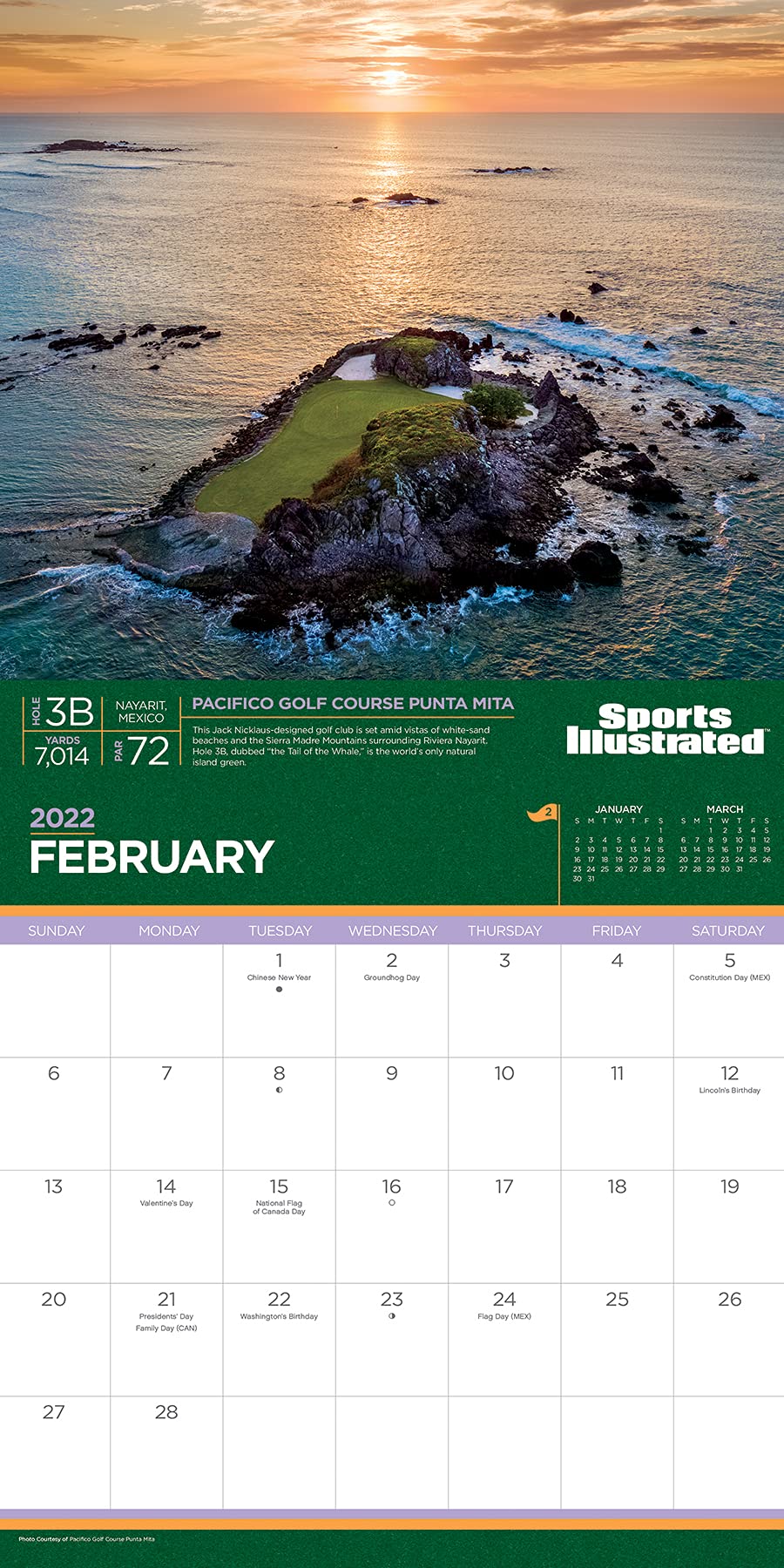 2022 Sports Illustrated Golf Courses Wall Calendar,New
