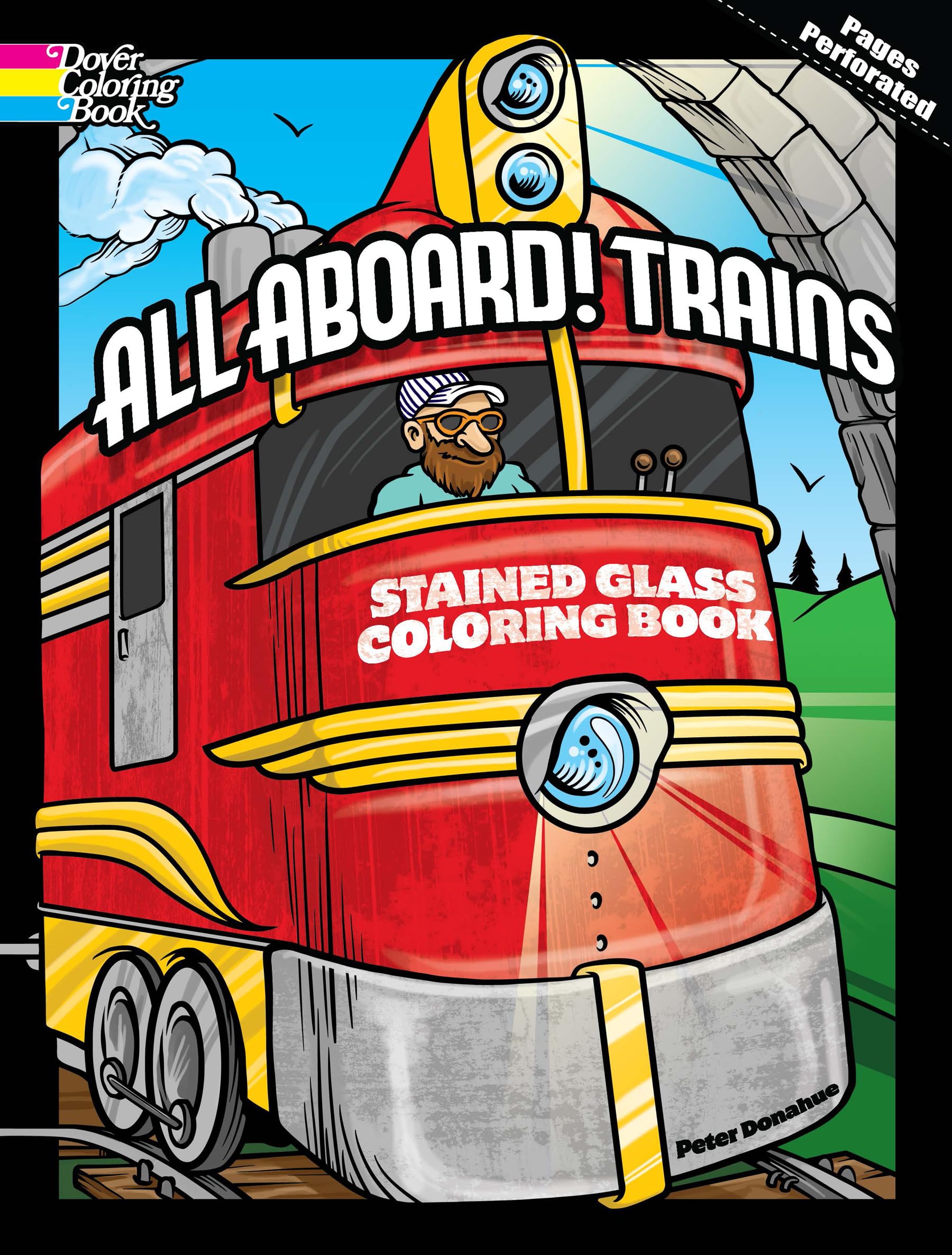 All Aboard! Trains Stained Glass Coloring Book (Dover Planes Trains Automobiles Coloring),Used