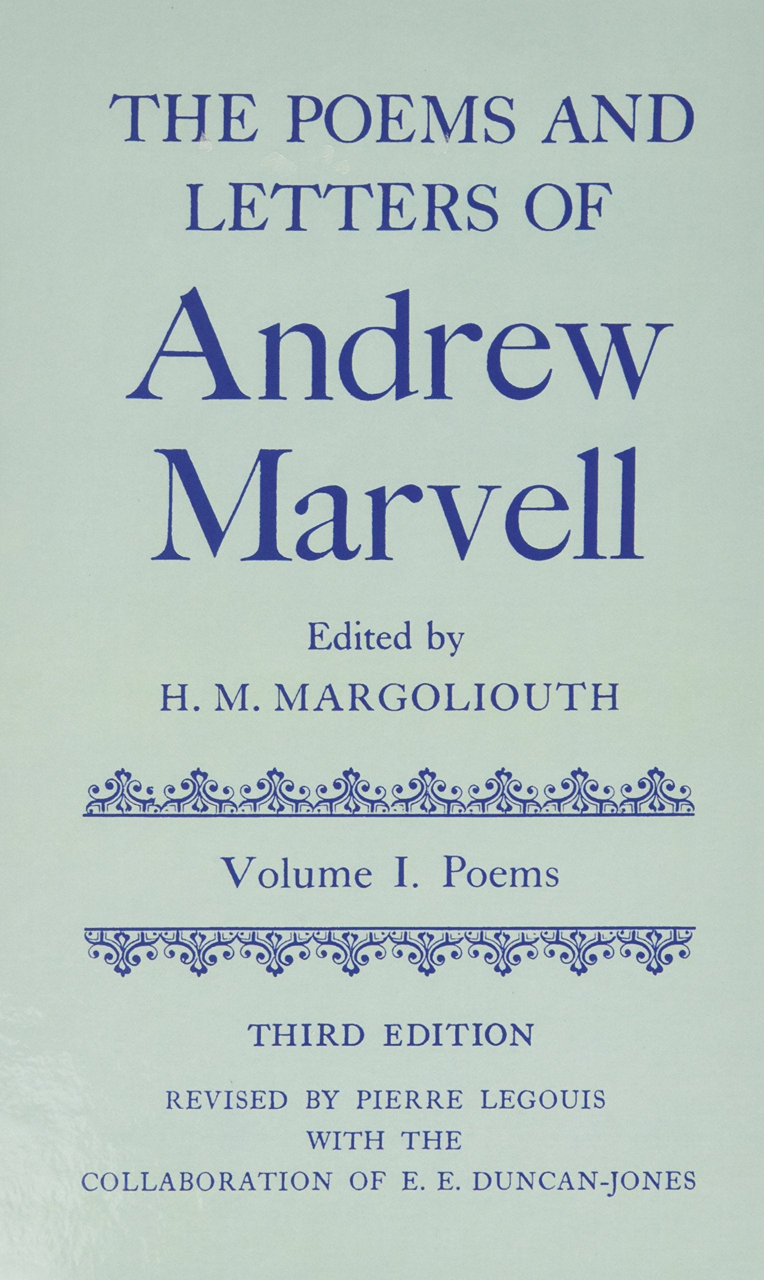 The Poems and Letters of Andrew Marvell (c OET t Oxford English Texts),Used