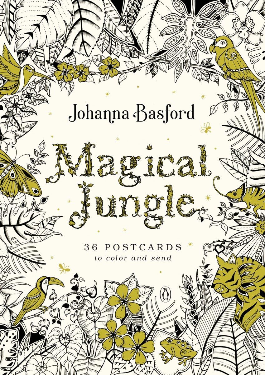MAGICAL JUNGLE : 36 POSTCARDS TO COLOR & SEND,Used