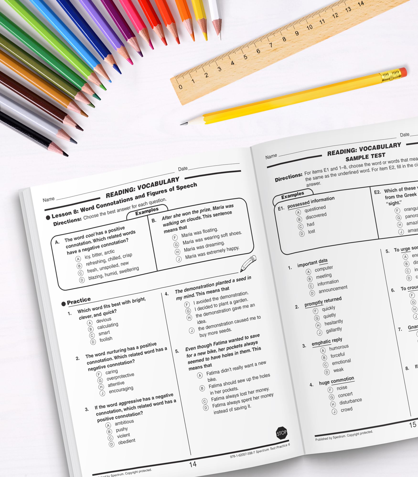 Spectrum Test Practice 6th Grade Workbooks All Subjects, Math, Language Arts, Reading Comprehension, Grammar, Spelling, Vocabula,New