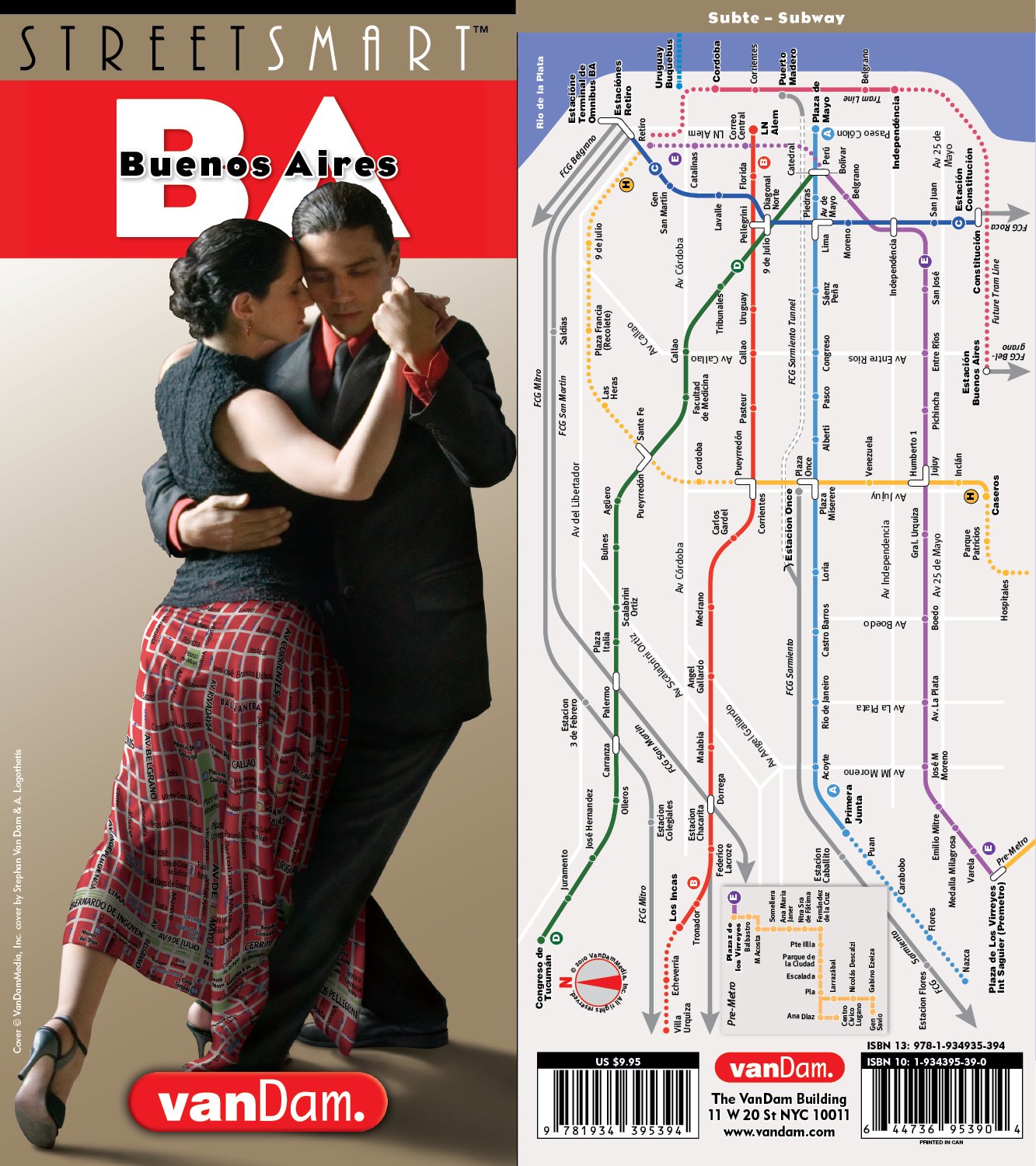 StreetSmart Buenos Aires Map by VanDam Laminated pocket size Center City Street Map to Buenos Aires with all attractions, sig,New