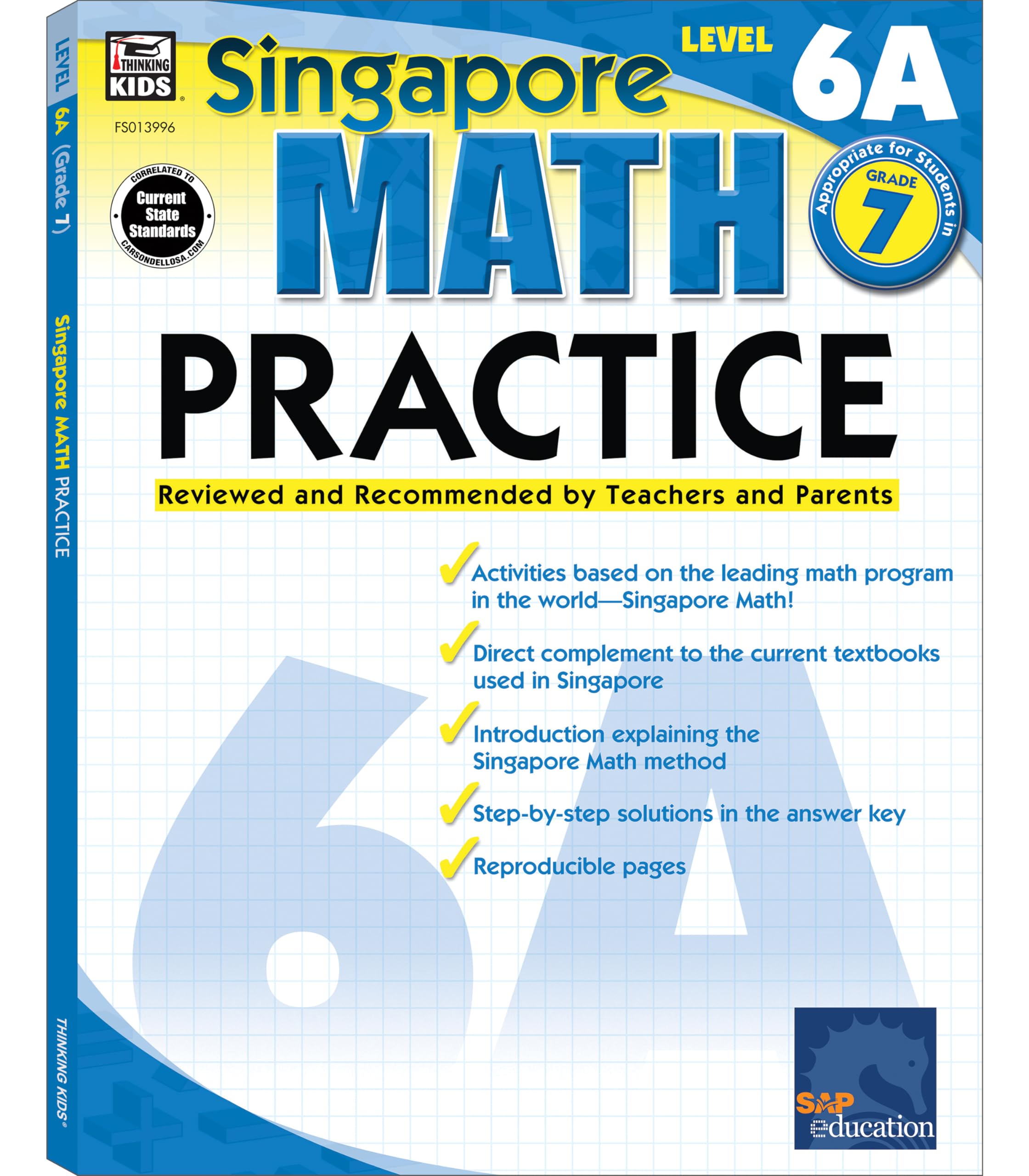 Singapore Math Level 6A 7th Grade Math Workbooks, Singapore Math Grade 7, Fractions, Ratios, and Algebra Workbook, 7th Grade Mat,New