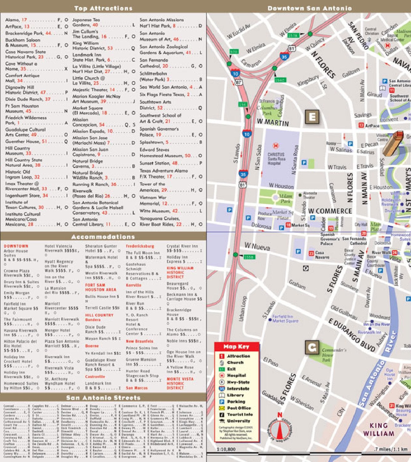 StreetSmart San Antonio Map by VanDam  Laminated pocket size City Street & Freeway Map to San Antonio, TX complete with all att,Used