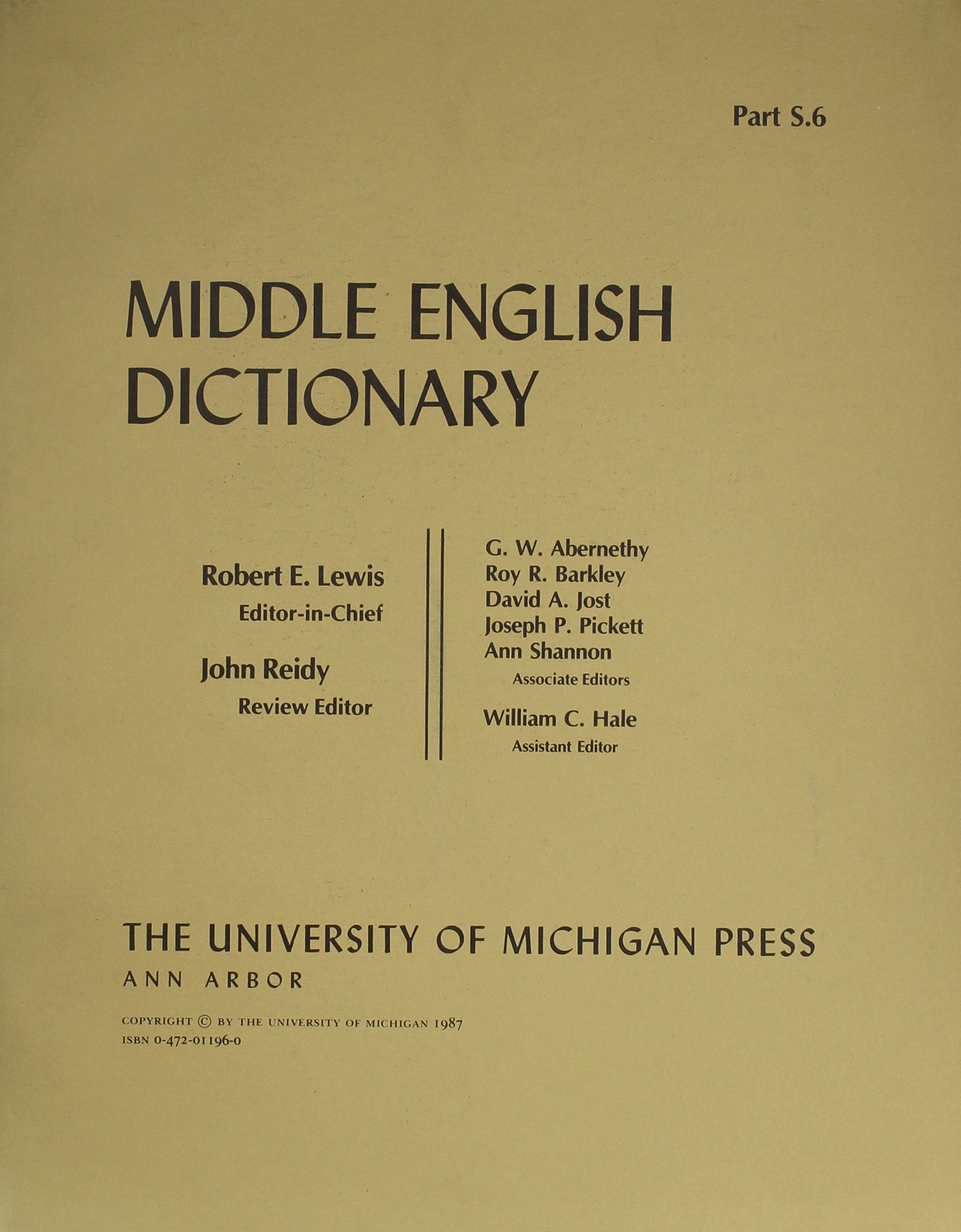 Middle English Dictionary (Volume S.6),Used