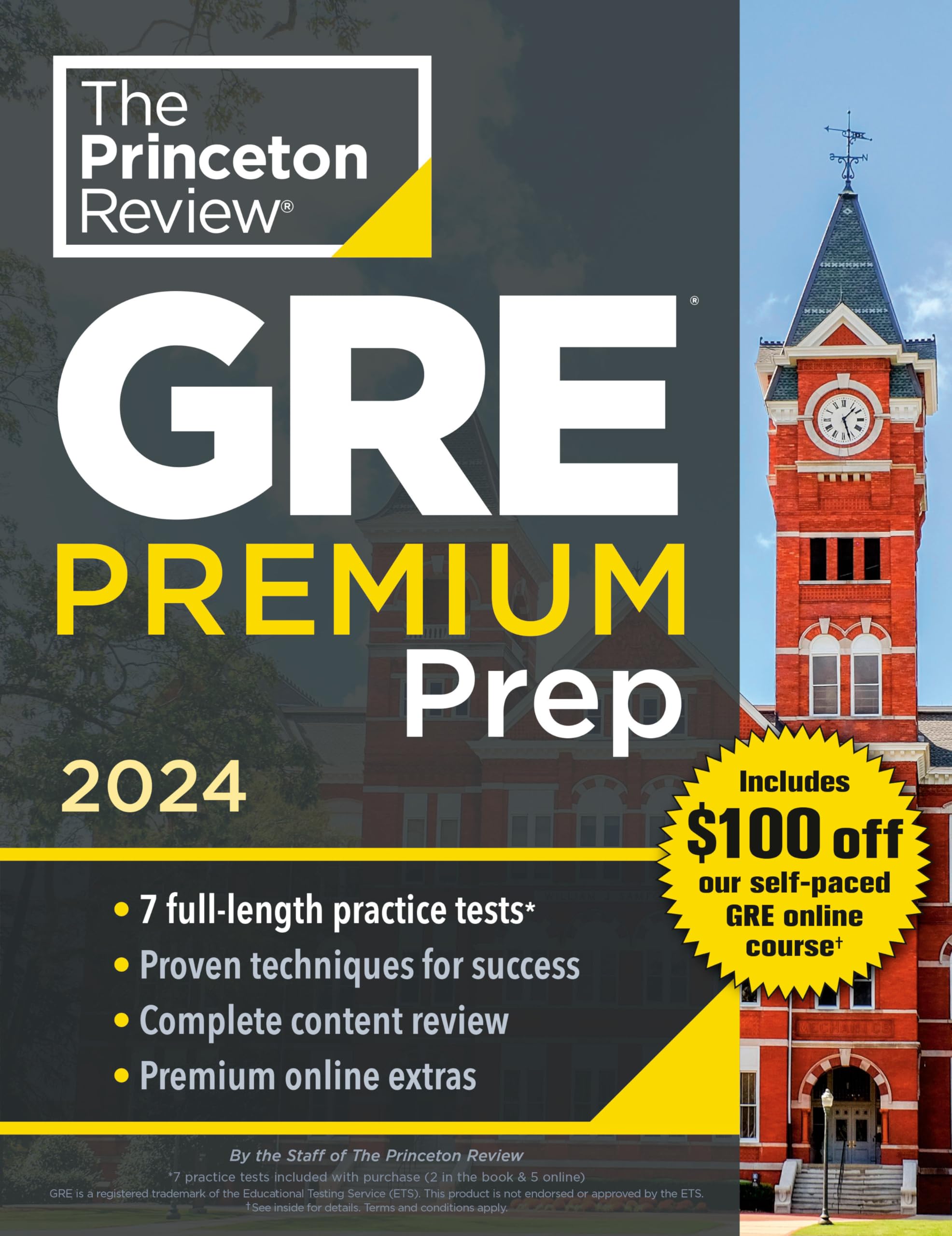Princeton Review Gre Premium Prep, 2024: 7 Practice Tests + Review & Techniques + Online Tools (2024) (Graduate School Test Prep,New