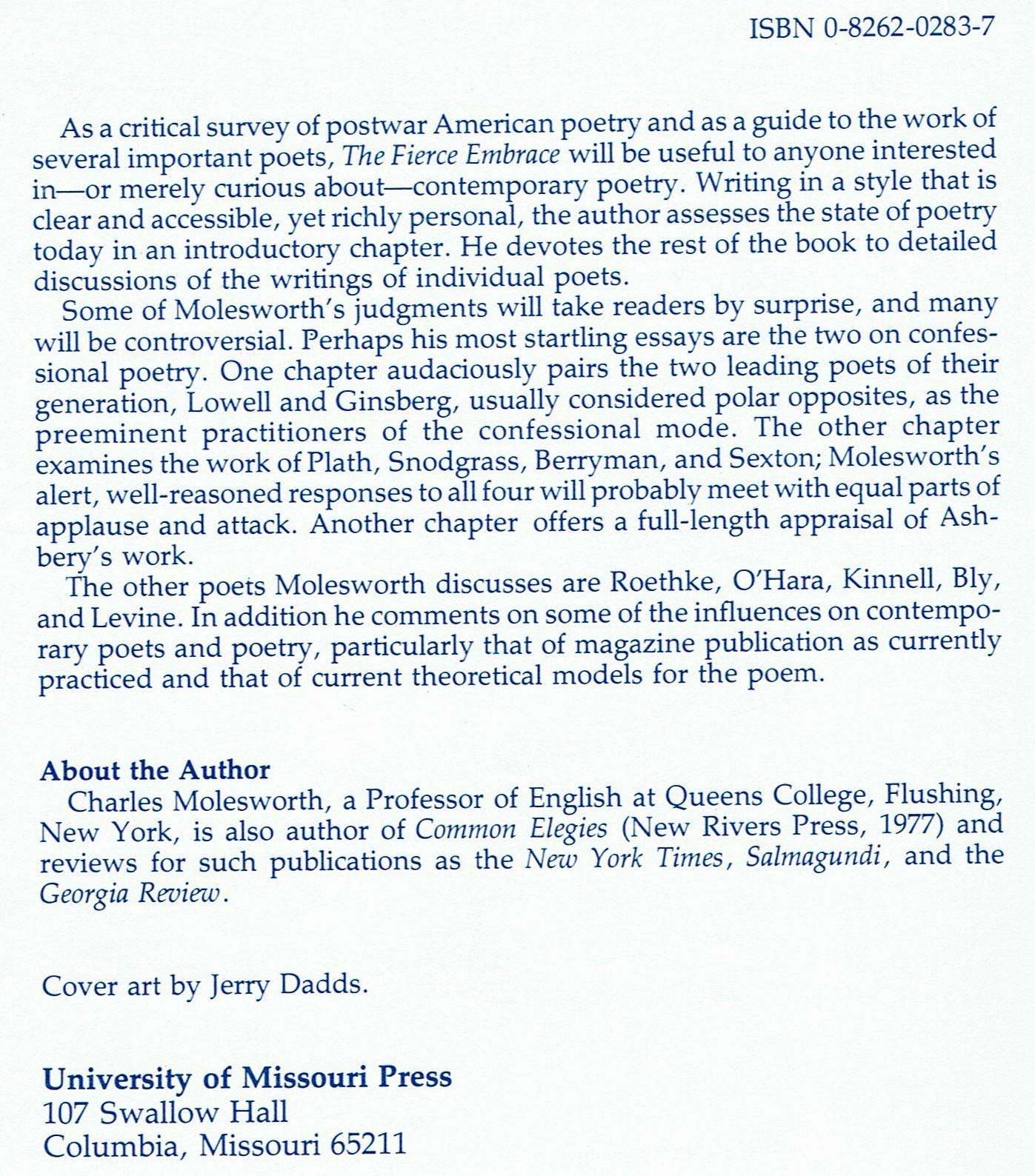 The Fierce Embrace: A Study of Contemporary American Poetry,Used