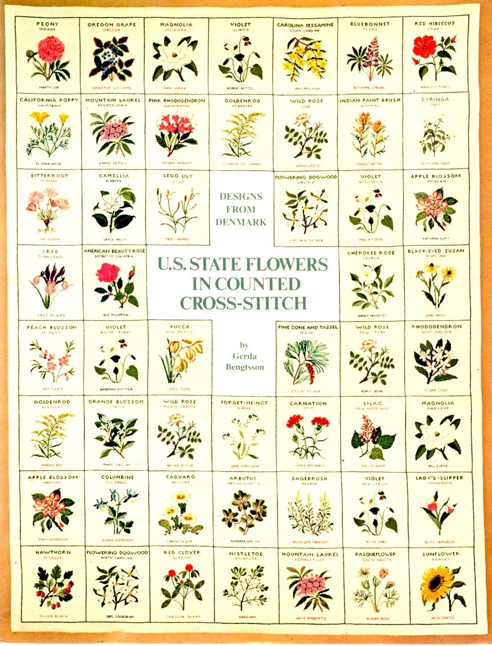 U. S. State Flowers In Counted Cross Stitch,Used