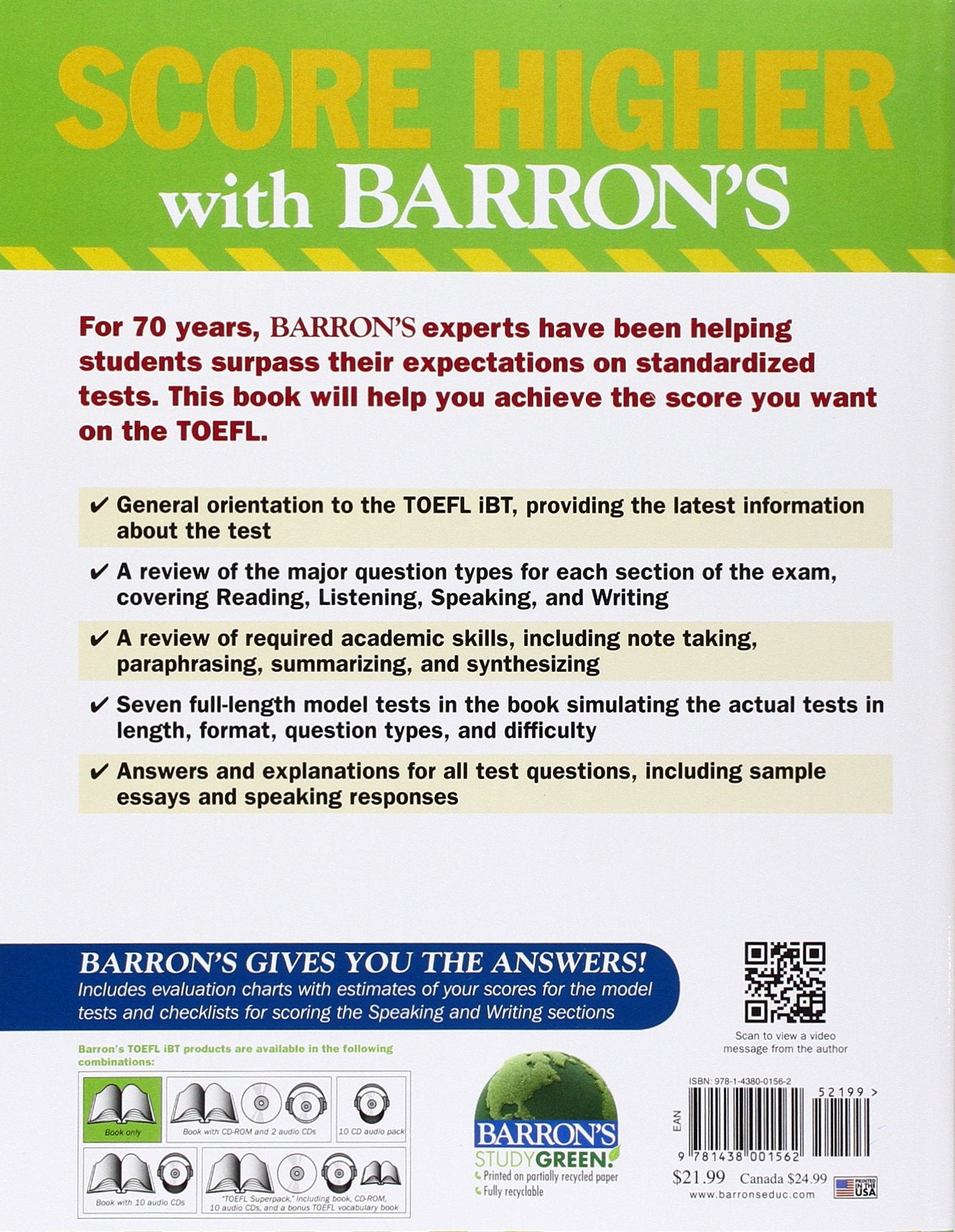 Barron's TOEFL iBT Superpack,Used