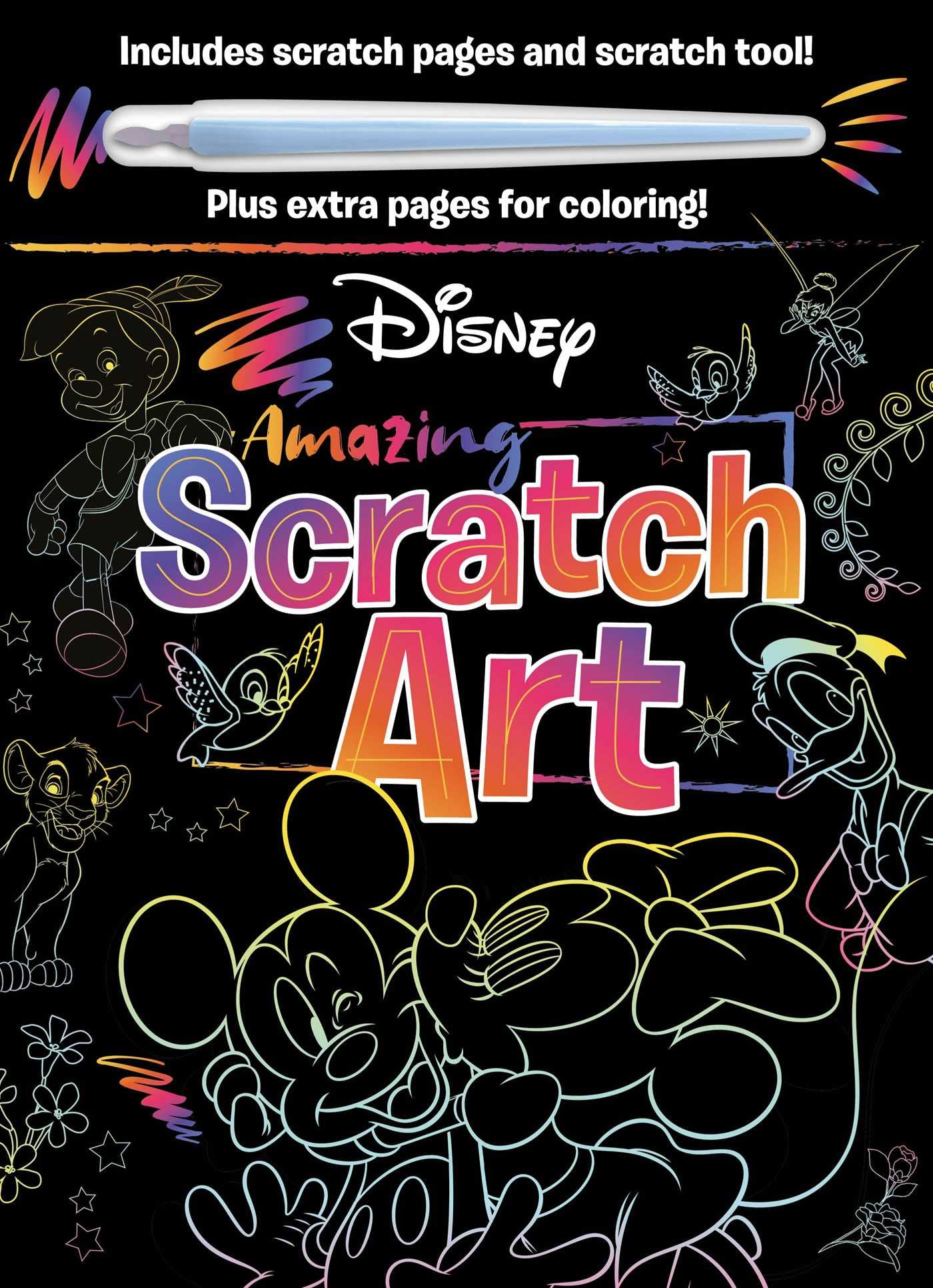 Disney Amazing Scratch Art: With Scratch Tool And Coloring Pages,New