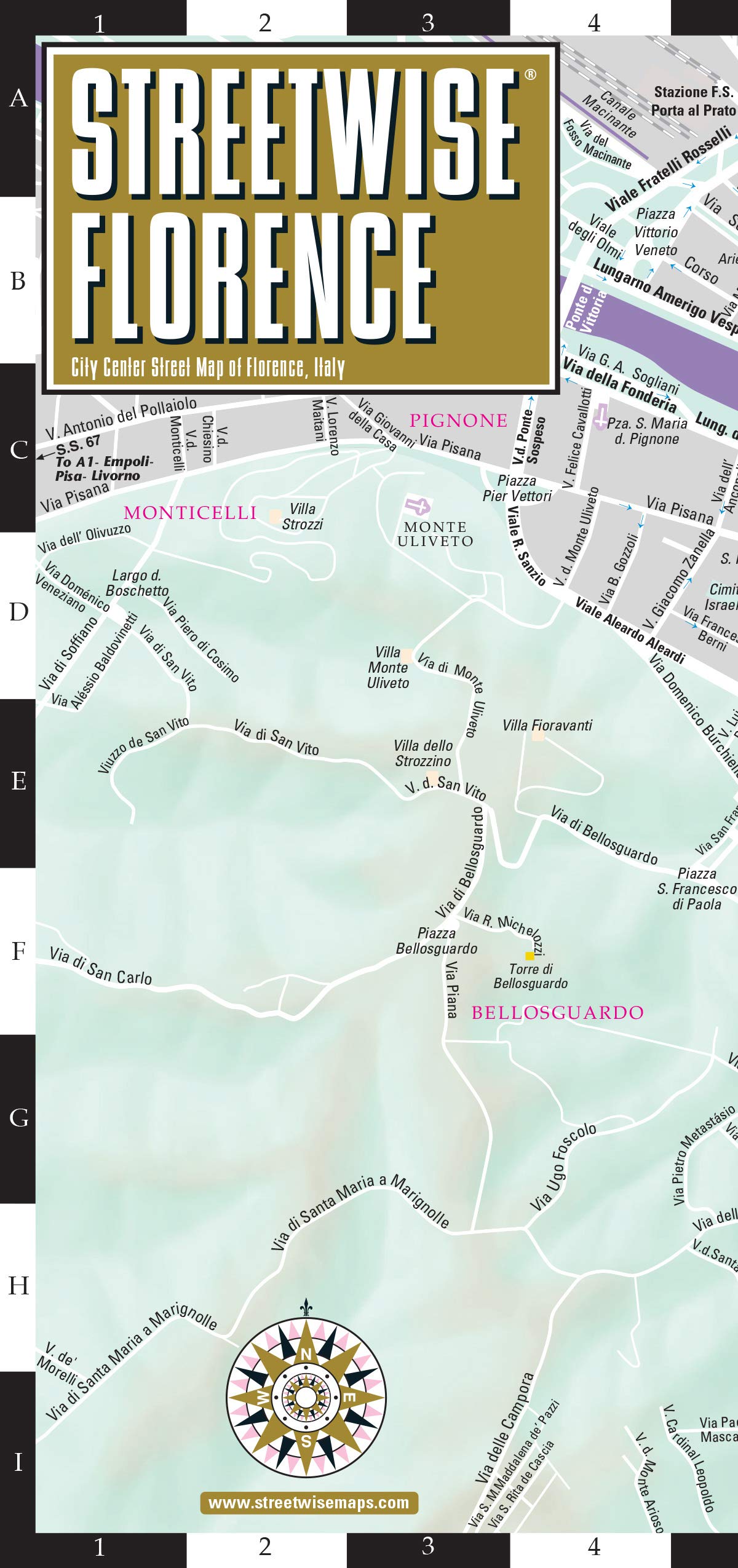 Streetwise Florence Map Laminated City Center Street Map of Florence, Italy (Michelin Streetwise Maps),Used