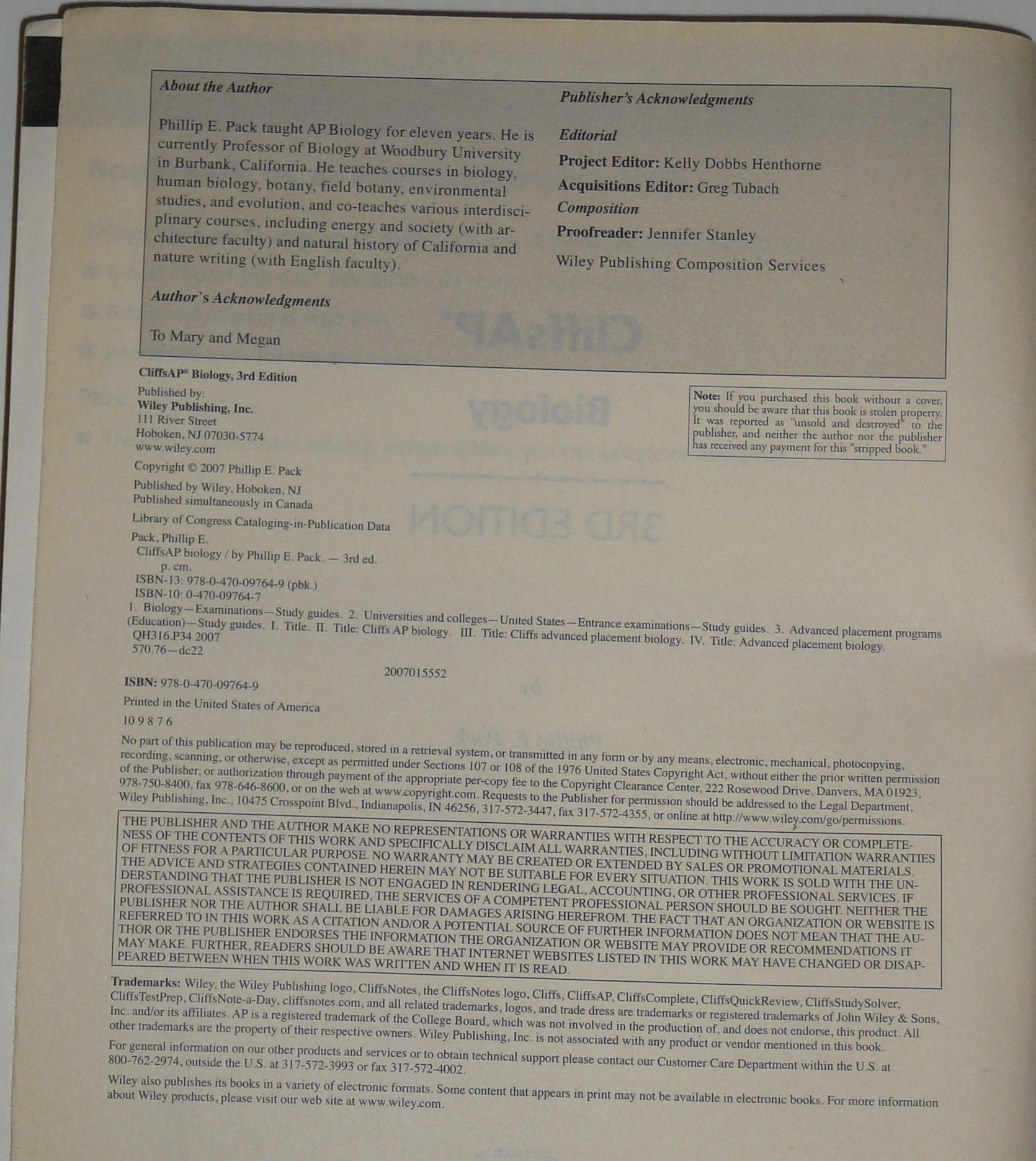 Cliffs Ap Biology (Cliffsnotes Ap),New