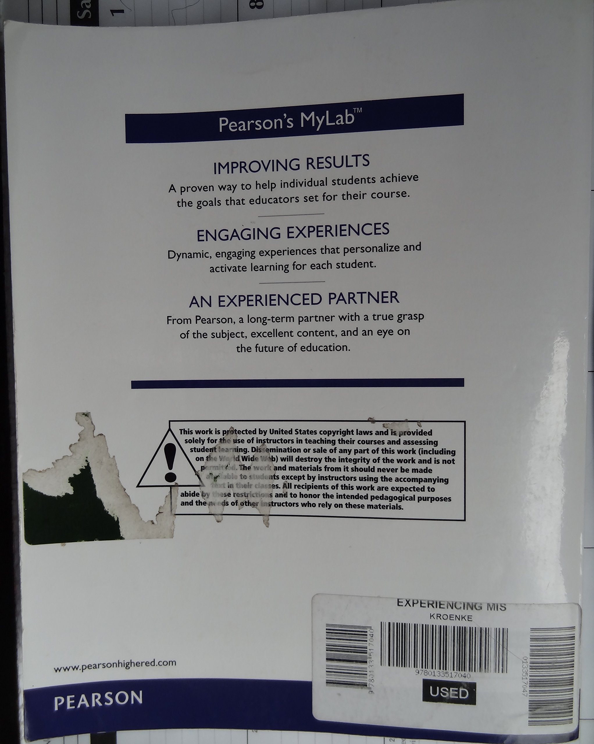 Experiencing MIS (5th Edition),Used