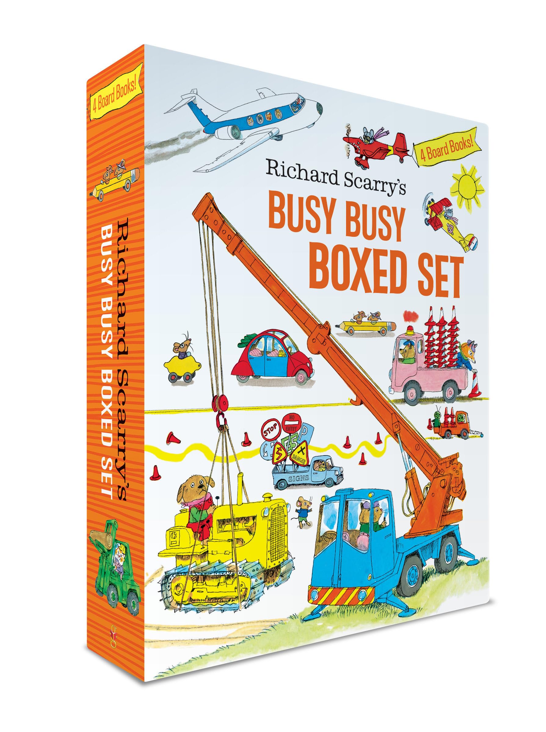 Richard Scarry's Busy Busy Boxed Set: Busy Busy Airport; Busy Busy Cars and Trucks; Busy Busy Construction Site; Busy Busy Farm ,New