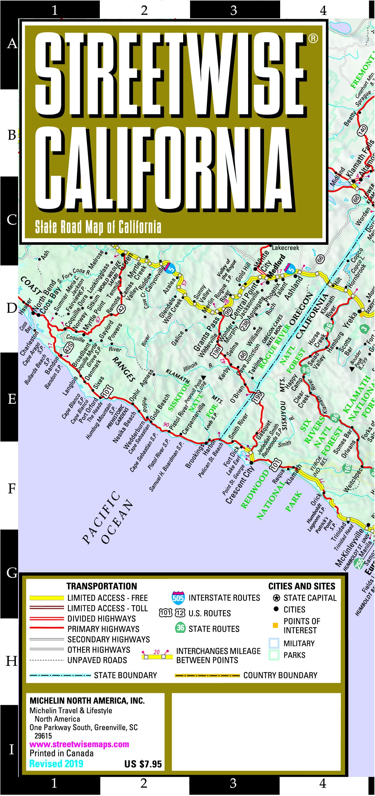 Streetwise California Map: Laminated State Road Map of California,Used