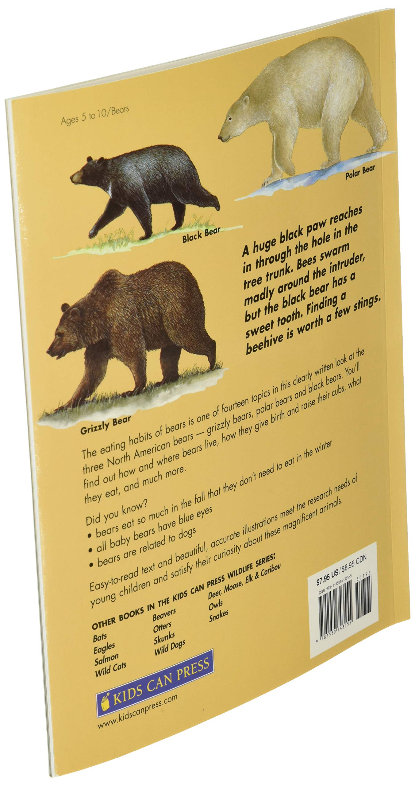 Bears: Polar Bears, Black Bears and Grizzly Bears (Kids Can Press Wildlife Series),Used