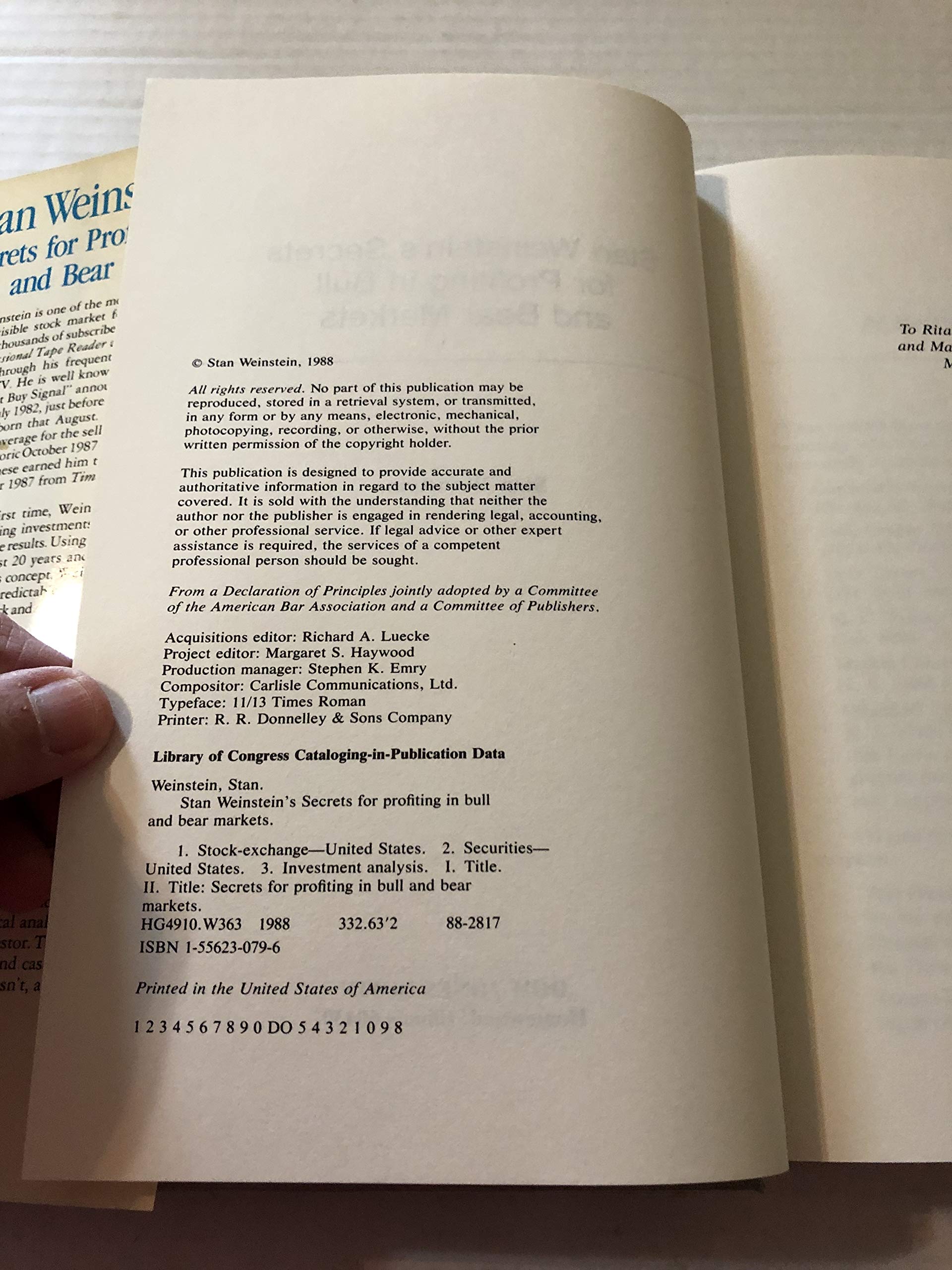Stan Weinstein's Secrets for Profiting in Bull and Bear Markets,Used