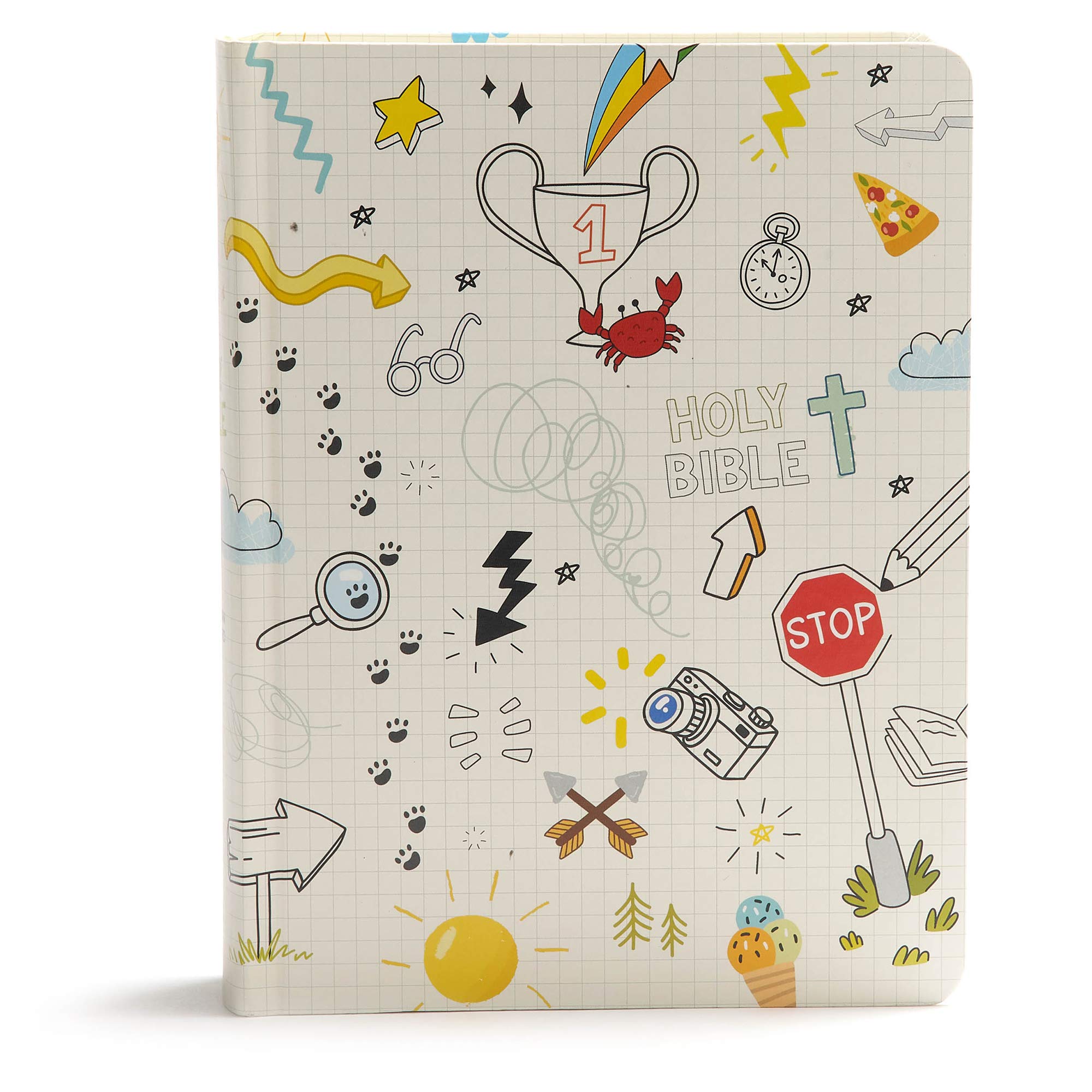 CSB Journal and Draw Bible for Kids, White, Black Letter, SingleColumn, Wide Margins, Journaling Space, Illustrations, Reading ,Used