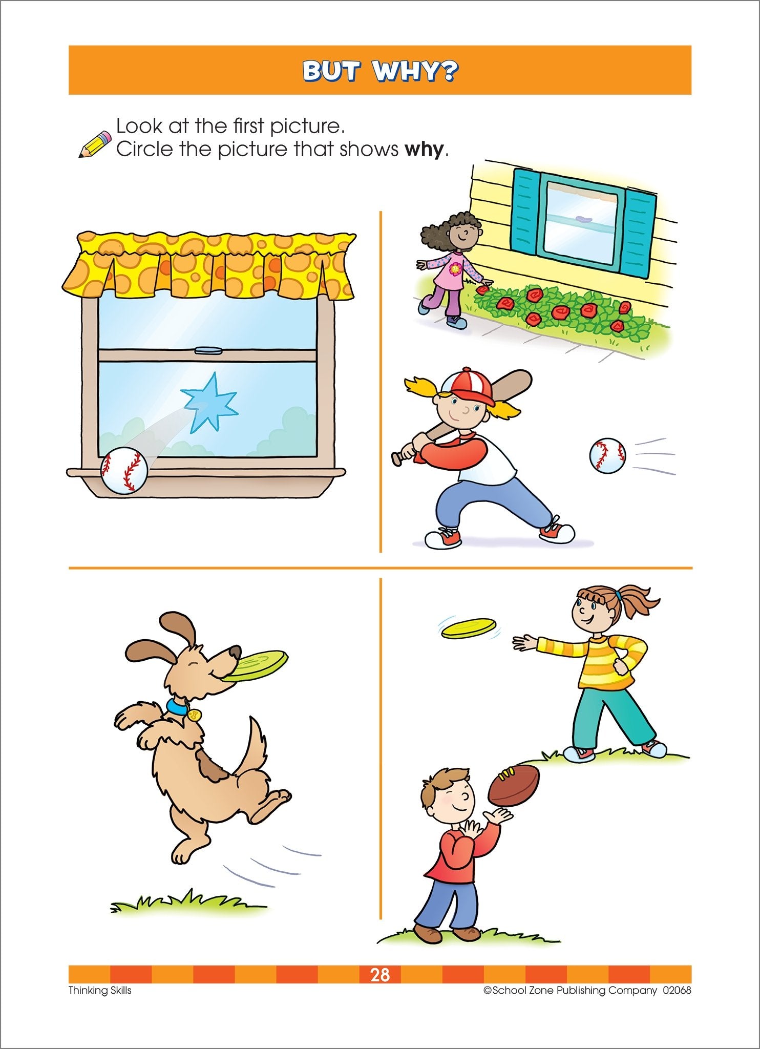 School Zone Thinking Skills Workbook 32 Pages, Ages 3 To 5, Preschool, Kindergarten, Observation, Problemsolving, Picture P,Used