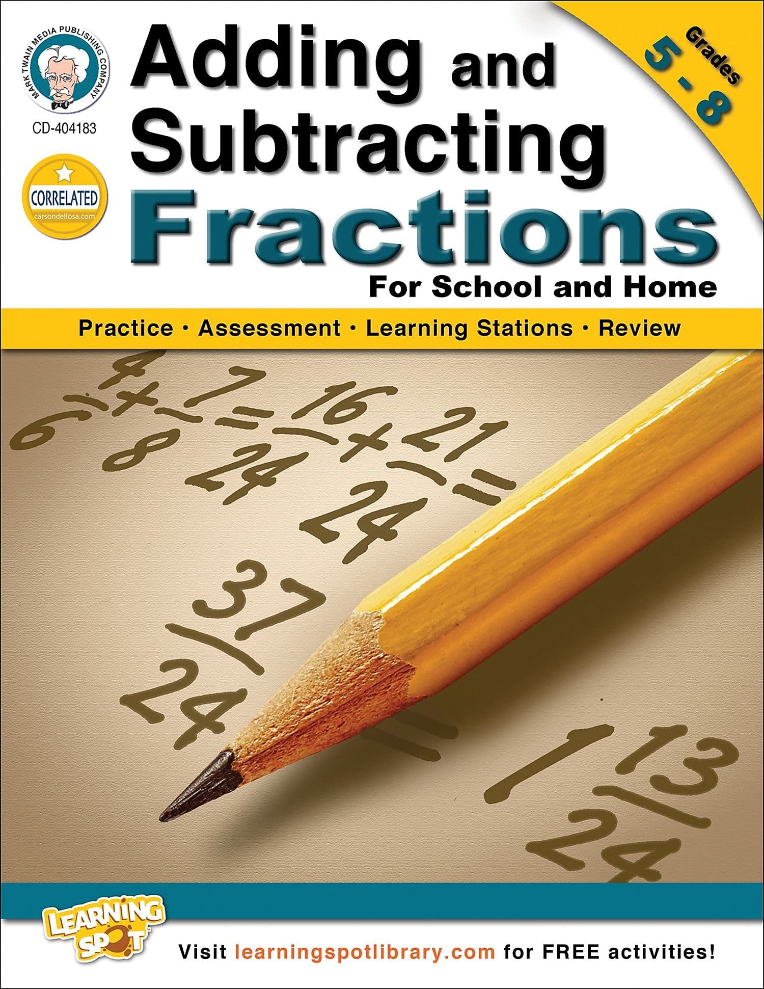 Adding and Subtracting Fractions, Grades 5 8,Used