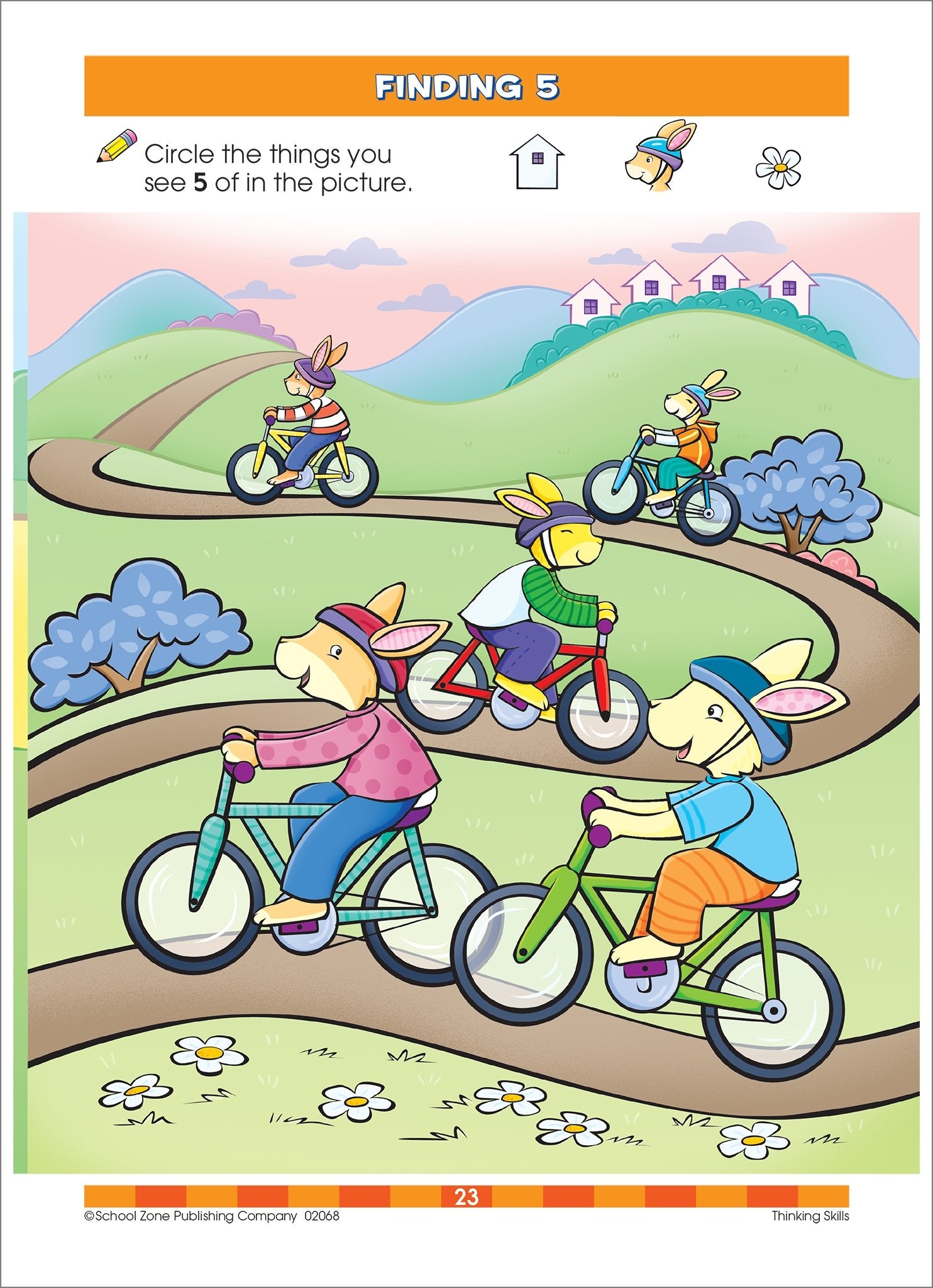 School Zone Thinking Skills Workbook 32 Pages, Ages 3 To 5, Preschool, Kindergarten, Observation, Problemsolving, Picture P,Used
