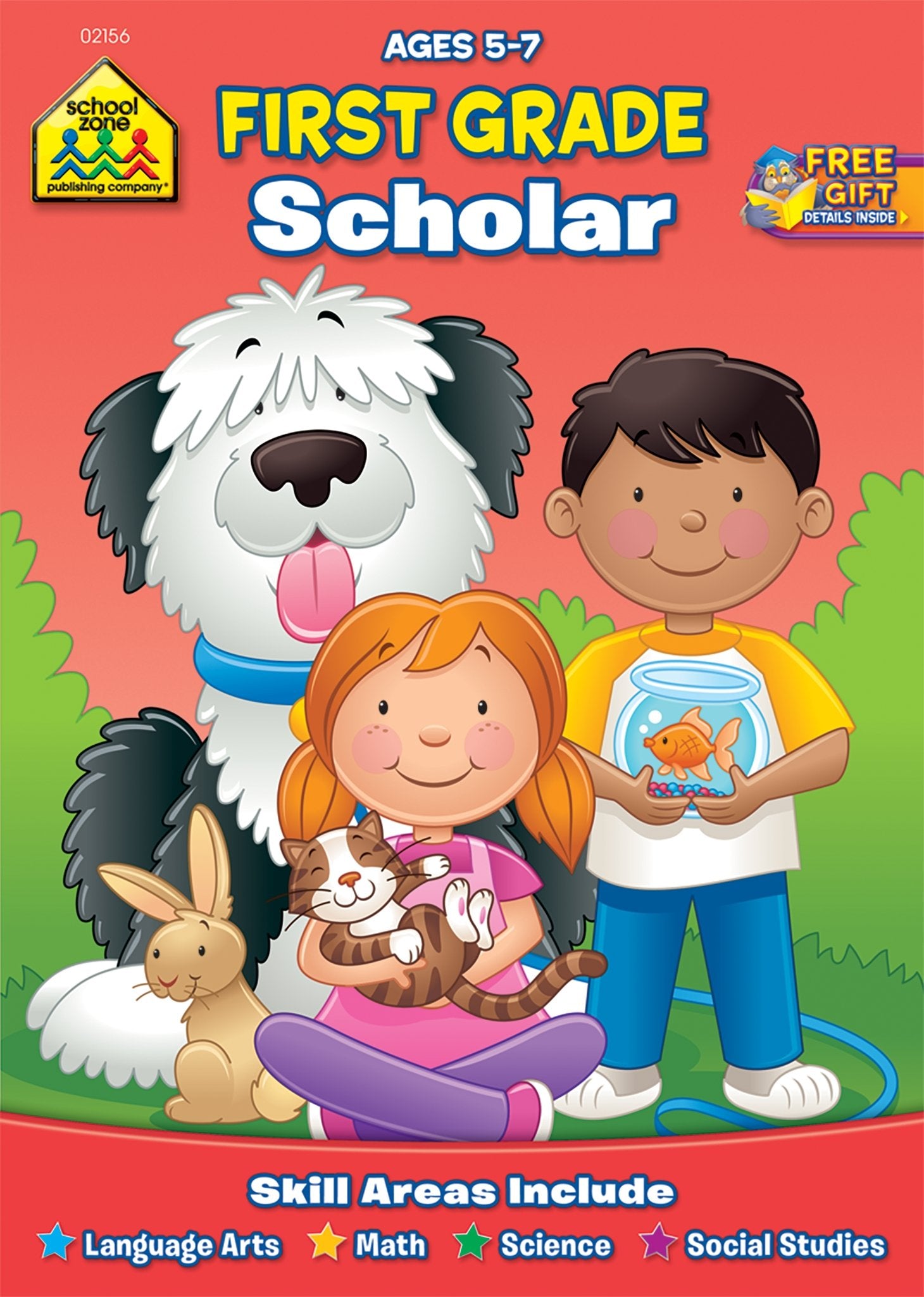 School Zone First Grade Scholar Workbook 32 Pages, Ages 5 To 7, 1St Grade, Nouns, Vowels, Punctuation, Geometric Shapes, And,Used
