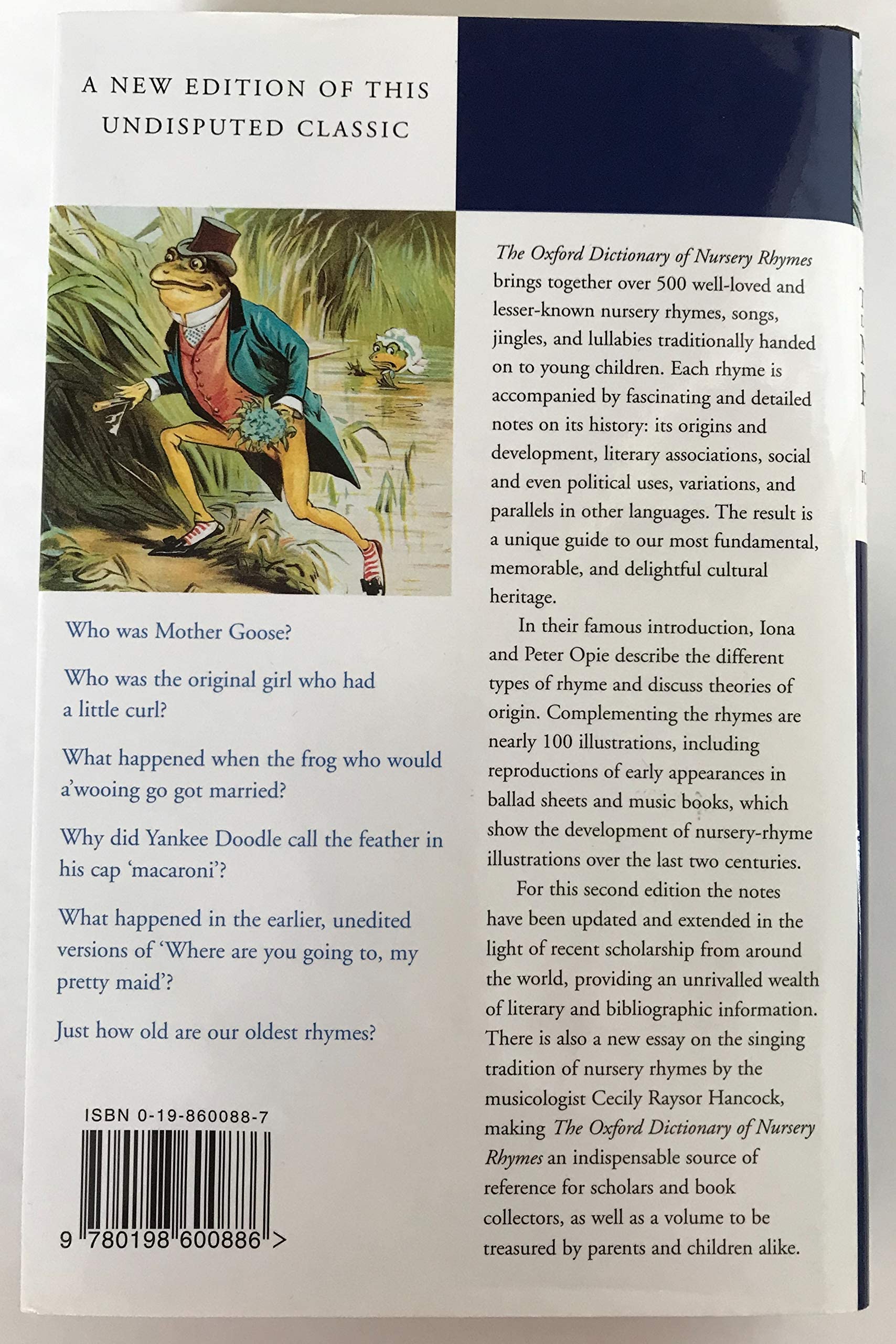 The Oxford Dictionary Of Nursery Rhymes,New