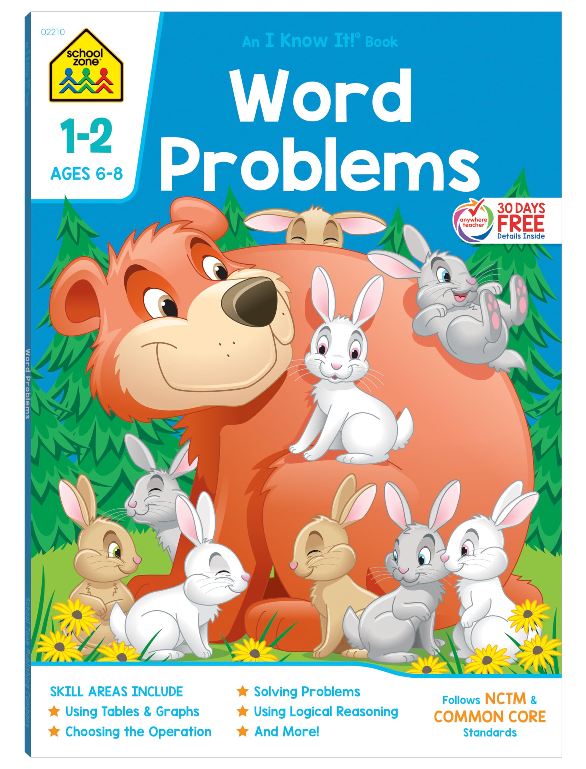 School Zone Word Problems Workbook 64 Pages, Ages 6 To 8, 1St Grade, 2Nd Grade, Math, Picture Stories, Graphs, Calendars And,Used
