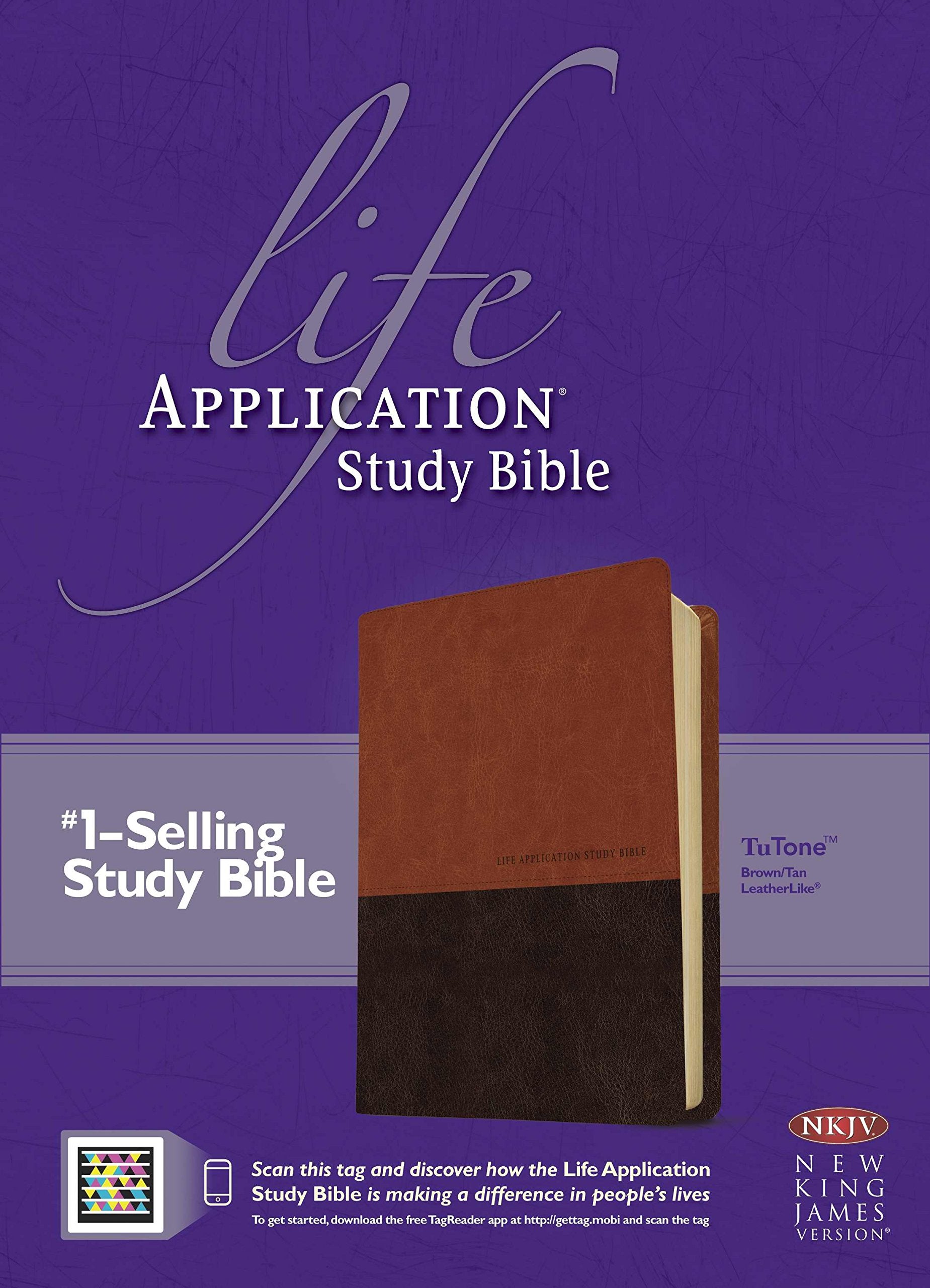 NKJV Life Application Study Bible, Second Edition, TuTone (Red Letter, LeatherLike, Brown/Tan),Used