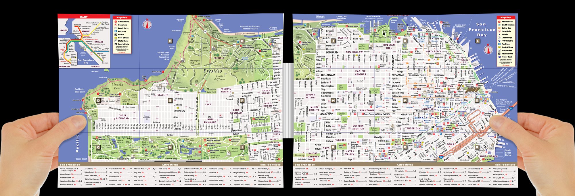 San Francisco PopUp Map by VanDam Laminated popup map of San Francisco, CA and the Bay AREA with all attractions, museums, s,Used