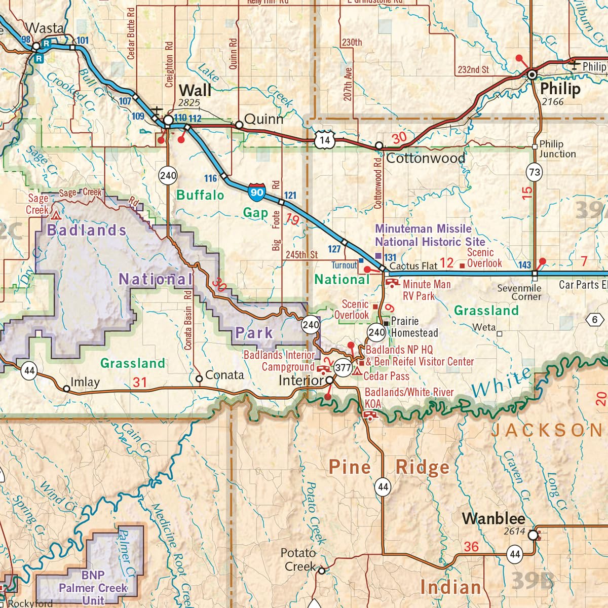 South Dakota Recreation Map (Benchmark Maps),Used