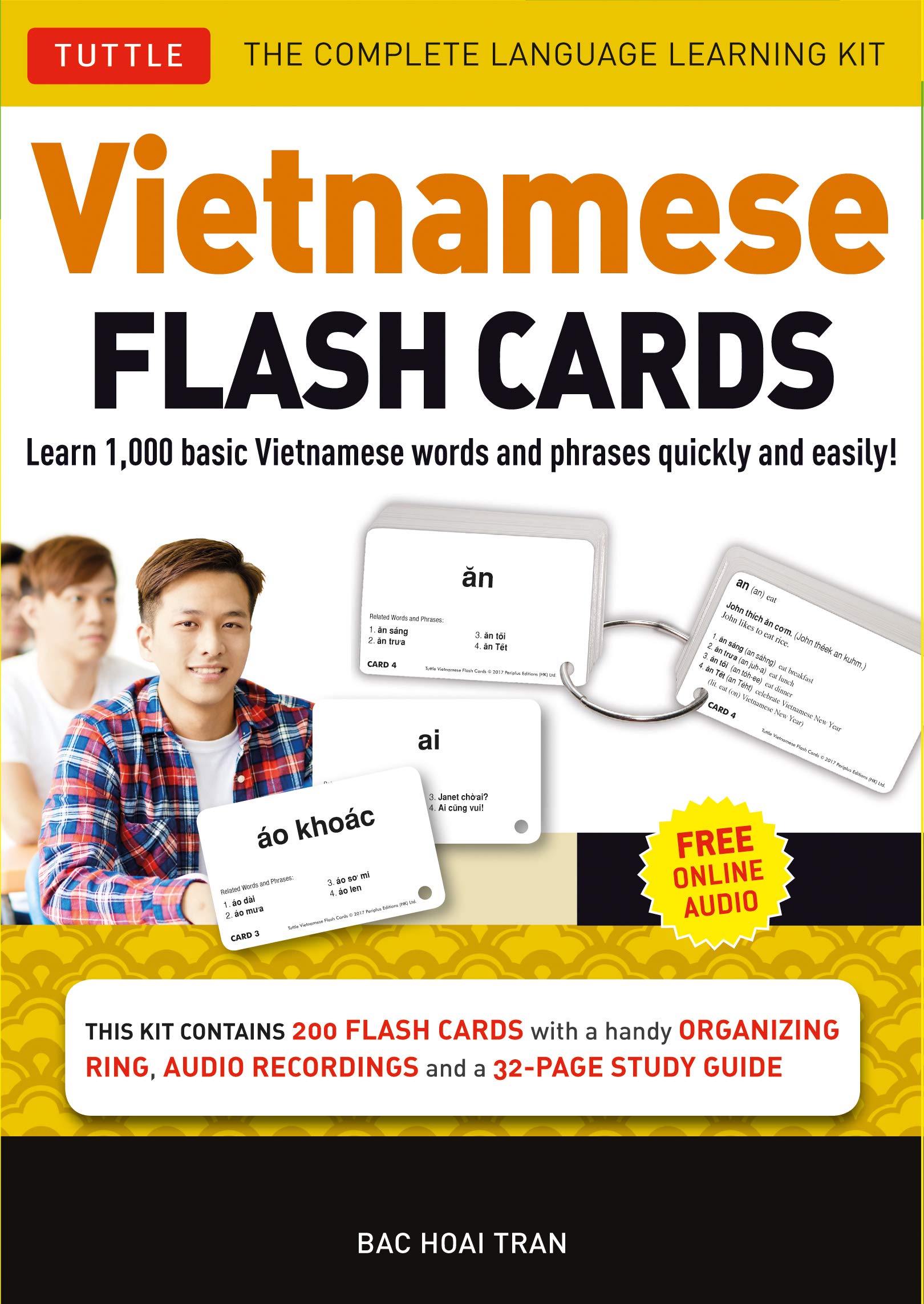 Vietnamese Flash Cards Kit: The Complete Language Learning Kit (200 Hole Punched Cards, Online Audio Recordings, 32page Study G,New