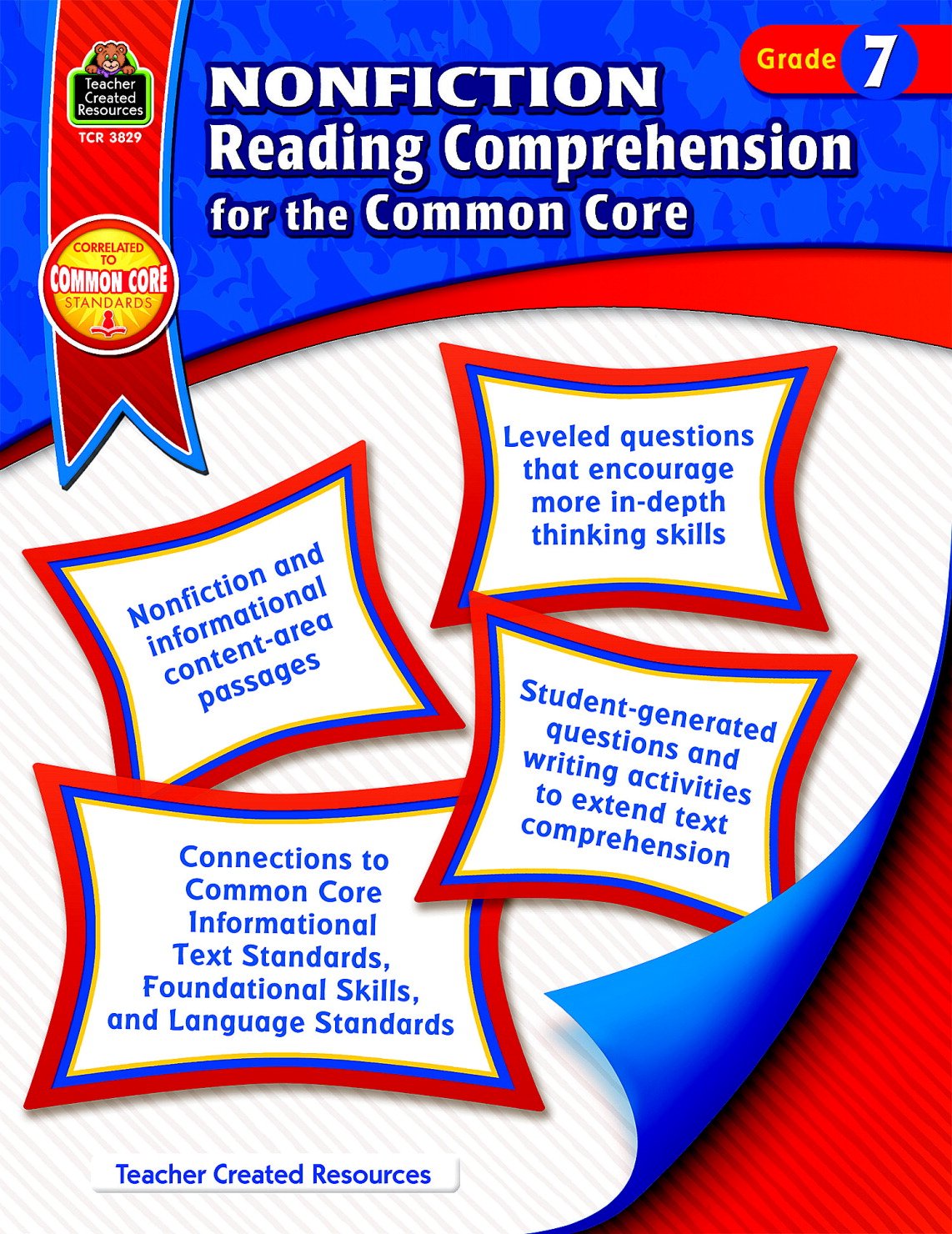 Teacher Created Resources Nonfiction Reading Comprehension for the Common Core Book, Grade 7,Used