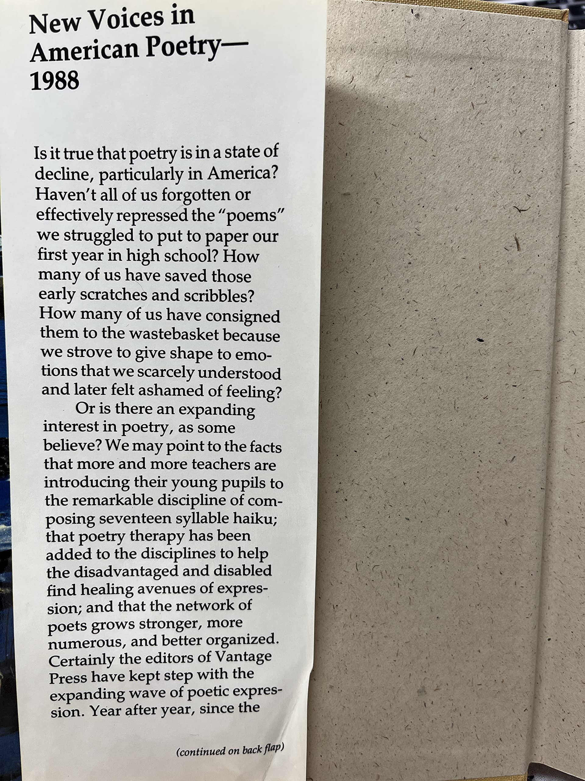 New Voices in American Poetry 1988,Used