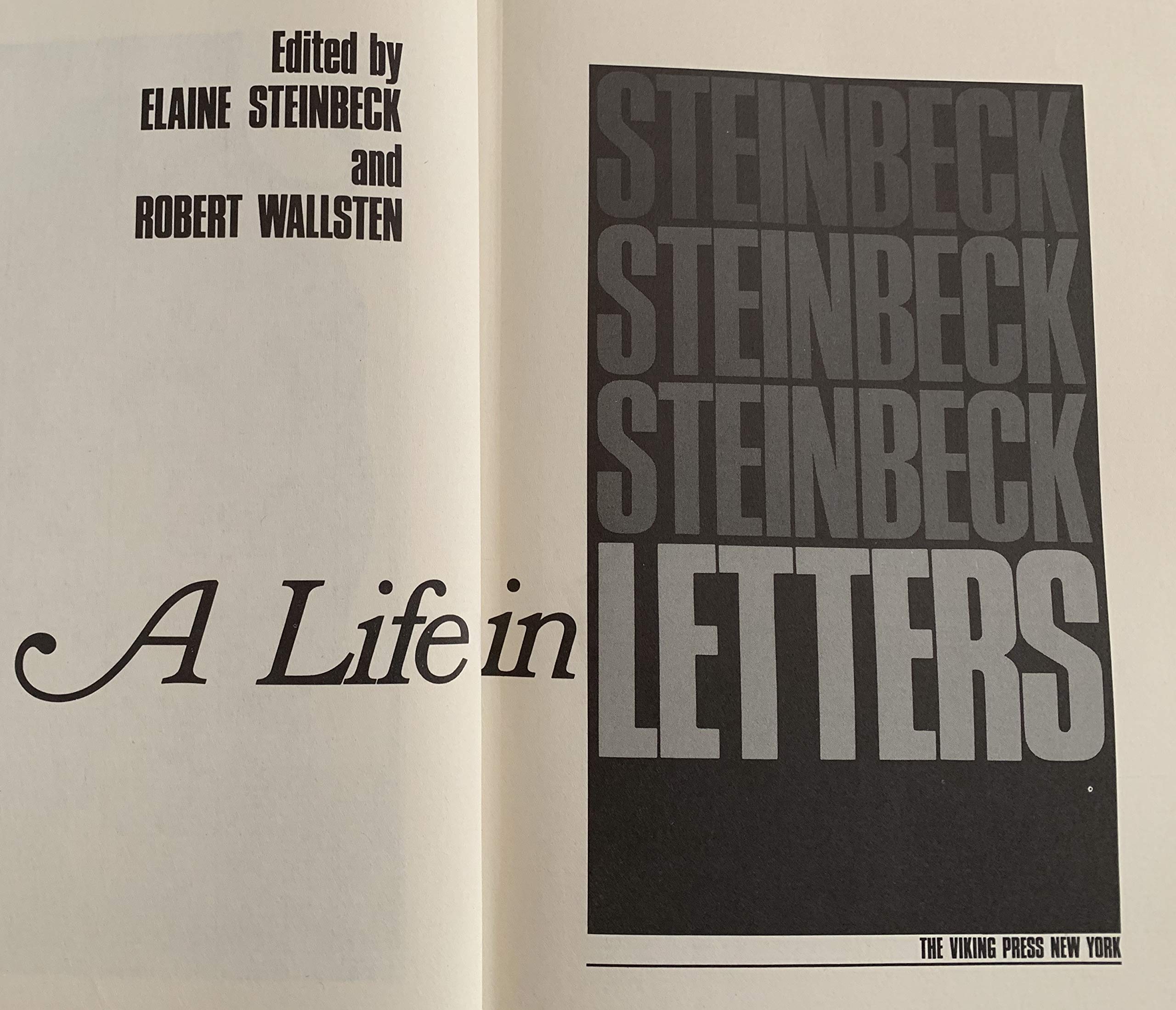 Steinbeck: A Life in Letters by Steinbeck, John (1975) Hardcover,Used