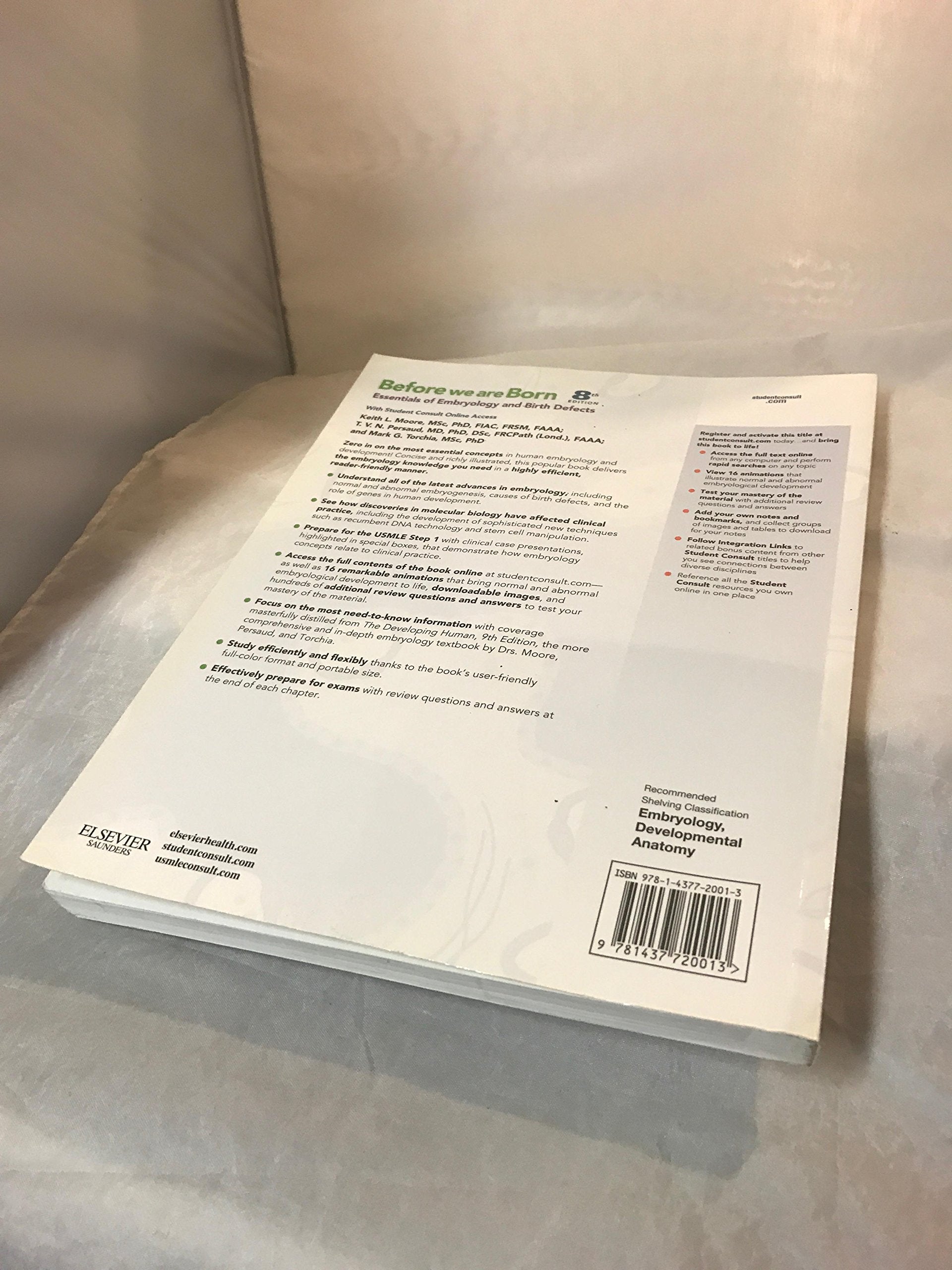 Before We Are Born: Essentials of Embryology and Birth Defects, 8 Edition,New