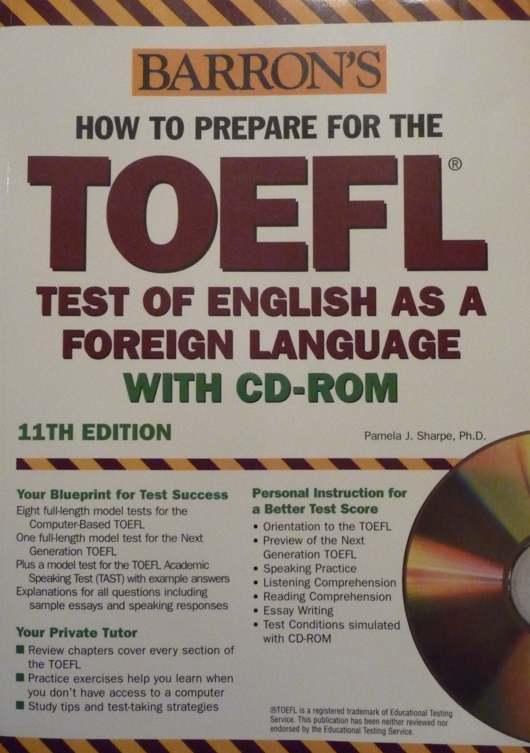 Barron's How to Prepare for the TOEFL with CDROM, 11th Edition,Used