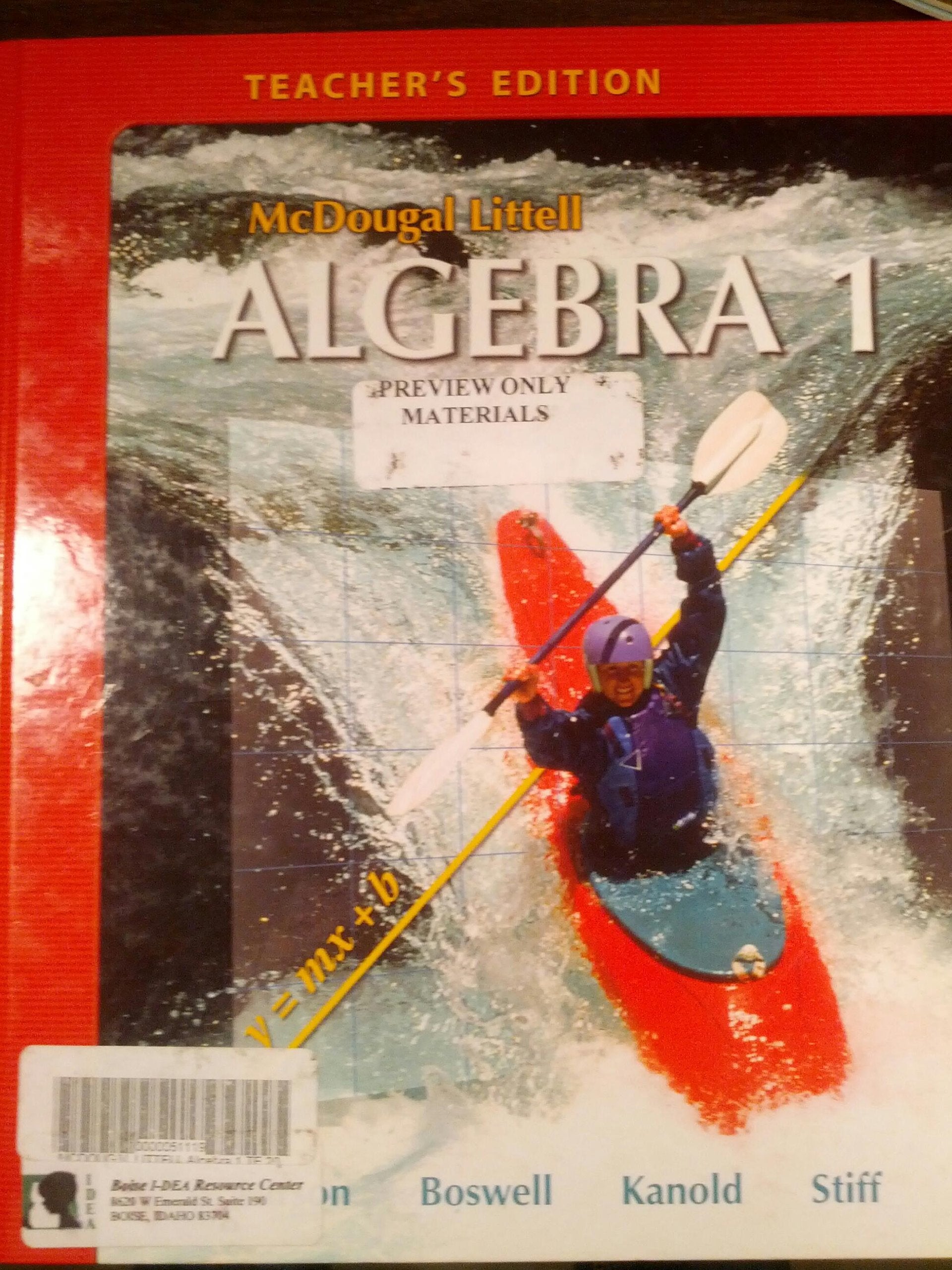 McDougal Littell Algebra 1, Teacher's Edition,Used