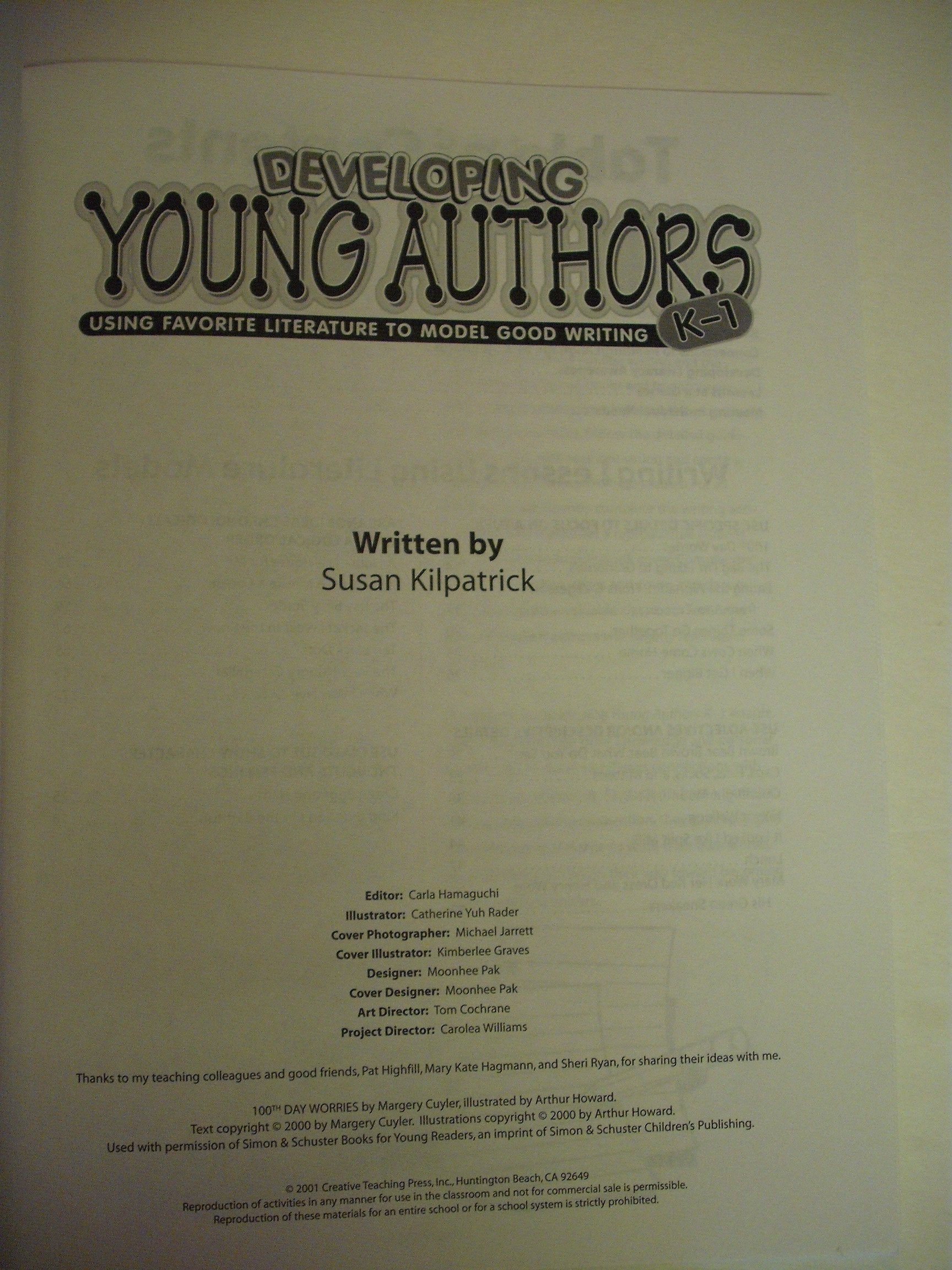 Developing Young Authors K1: Using Favorite Literature to Model Good Writing,Used
