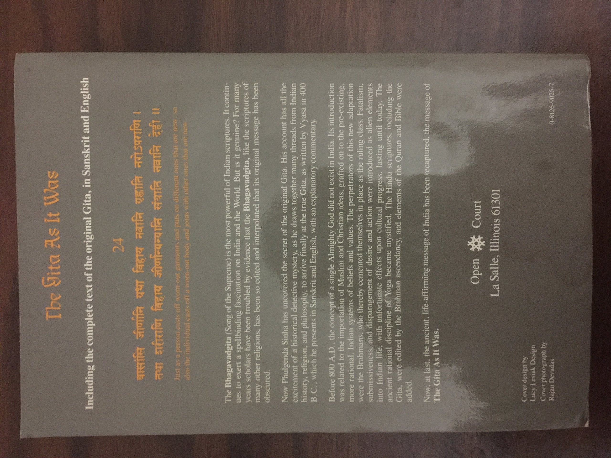 The Gita As It Was: Rediscovering the Original Bhagavadgita,New