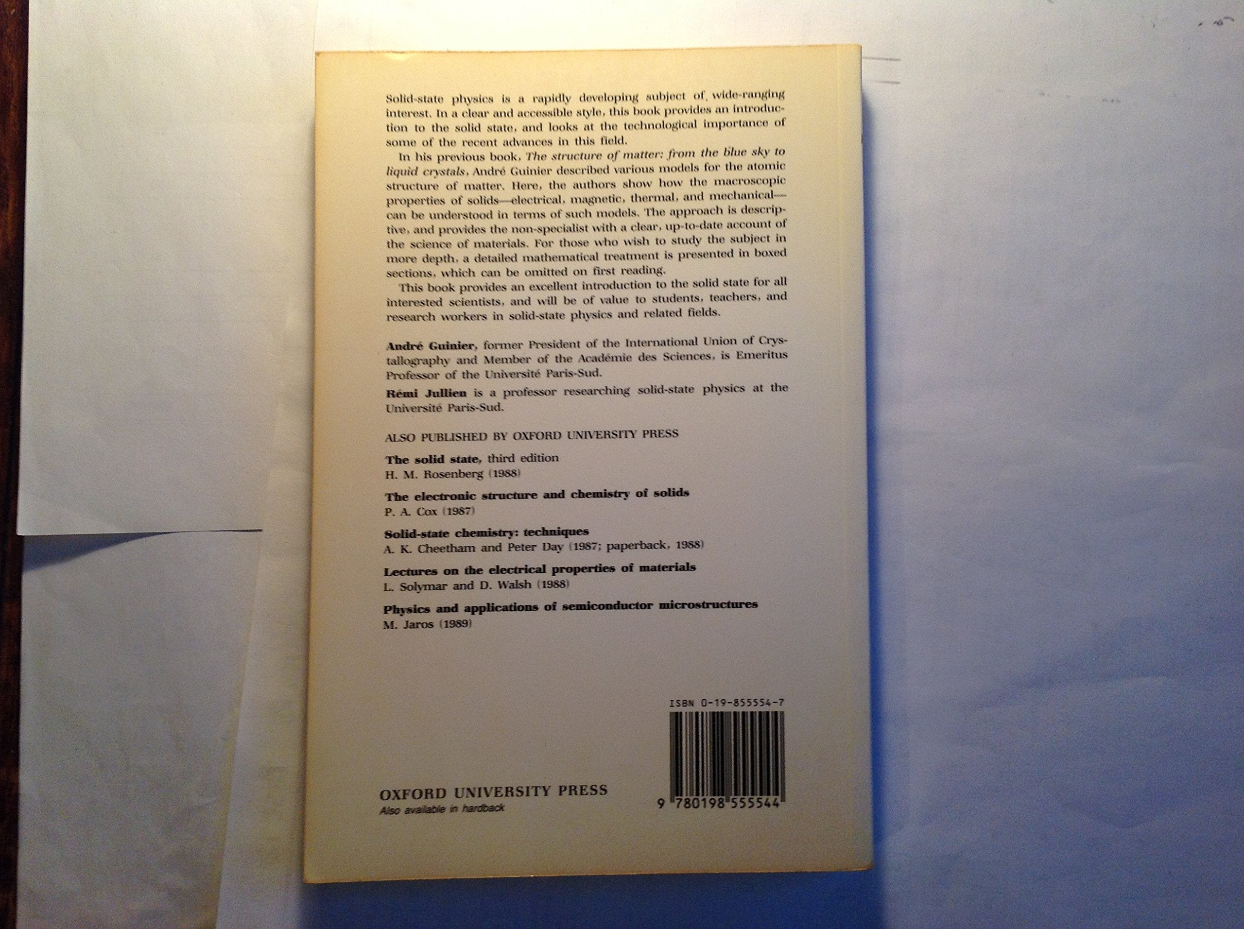The Solid State: From Superconductors to Superalloys (International Union of Crystallography Texts on Crystallography),Used