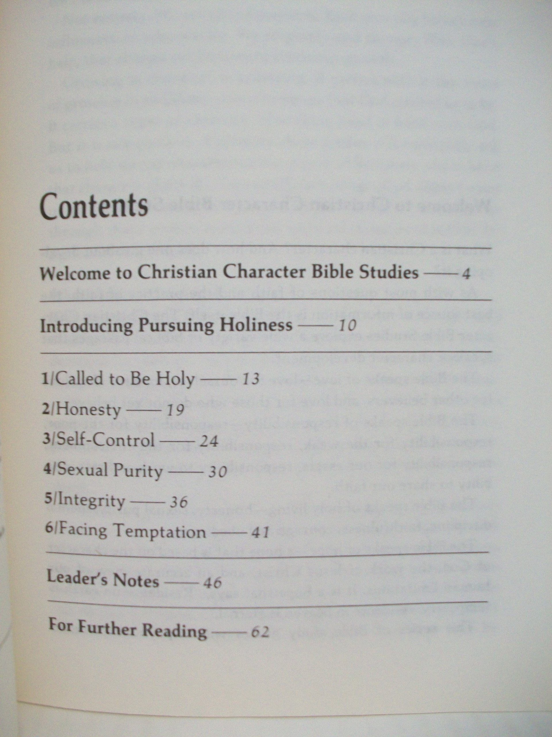Pursuing Holiness (Christian Character Bible Studies),Used